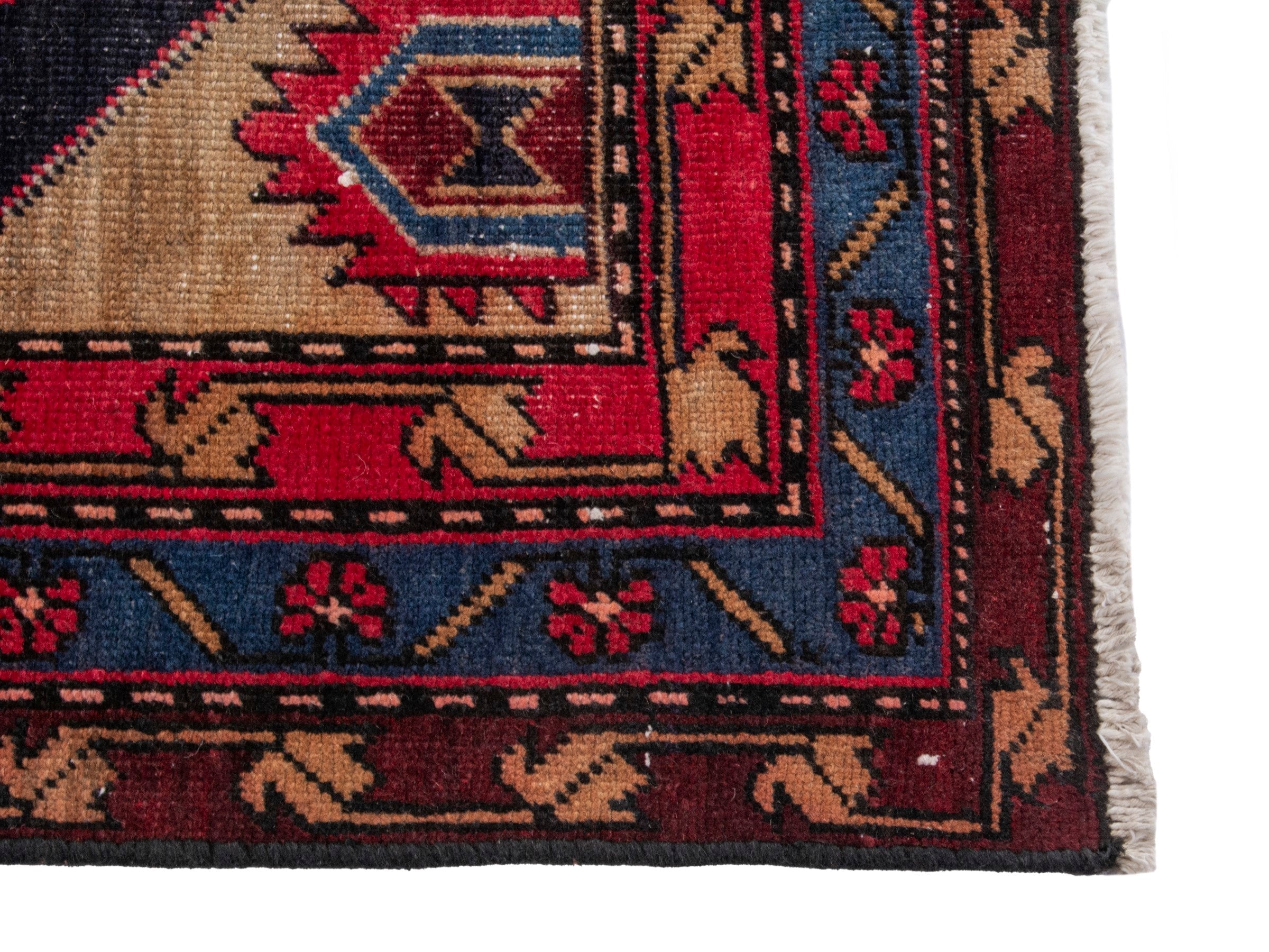 Persian Ardabil runner rug in cream and deep red, view 5 of 18
