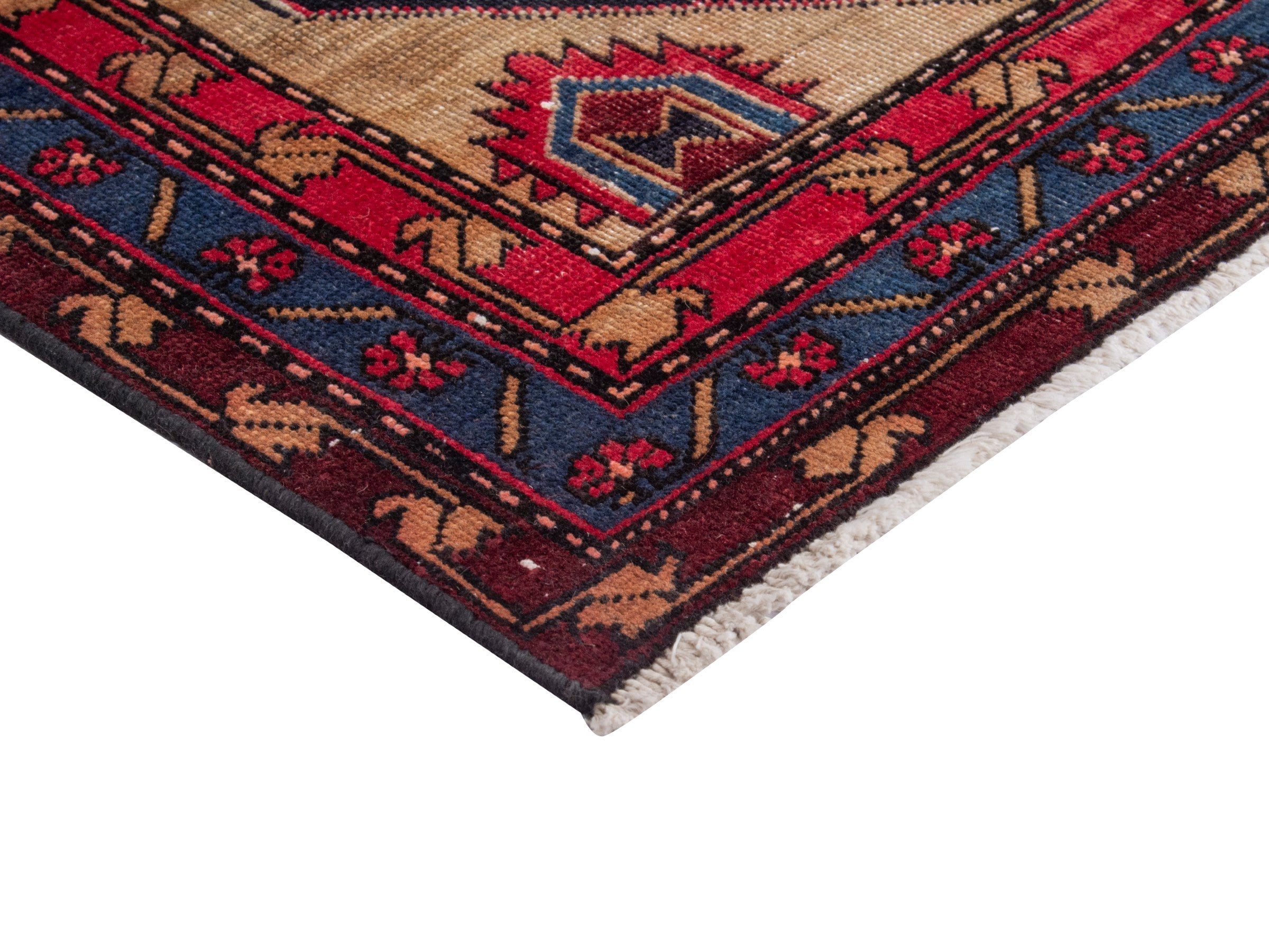 Persian Ardabil runner rug in cream and deep red, view 6 of 18
