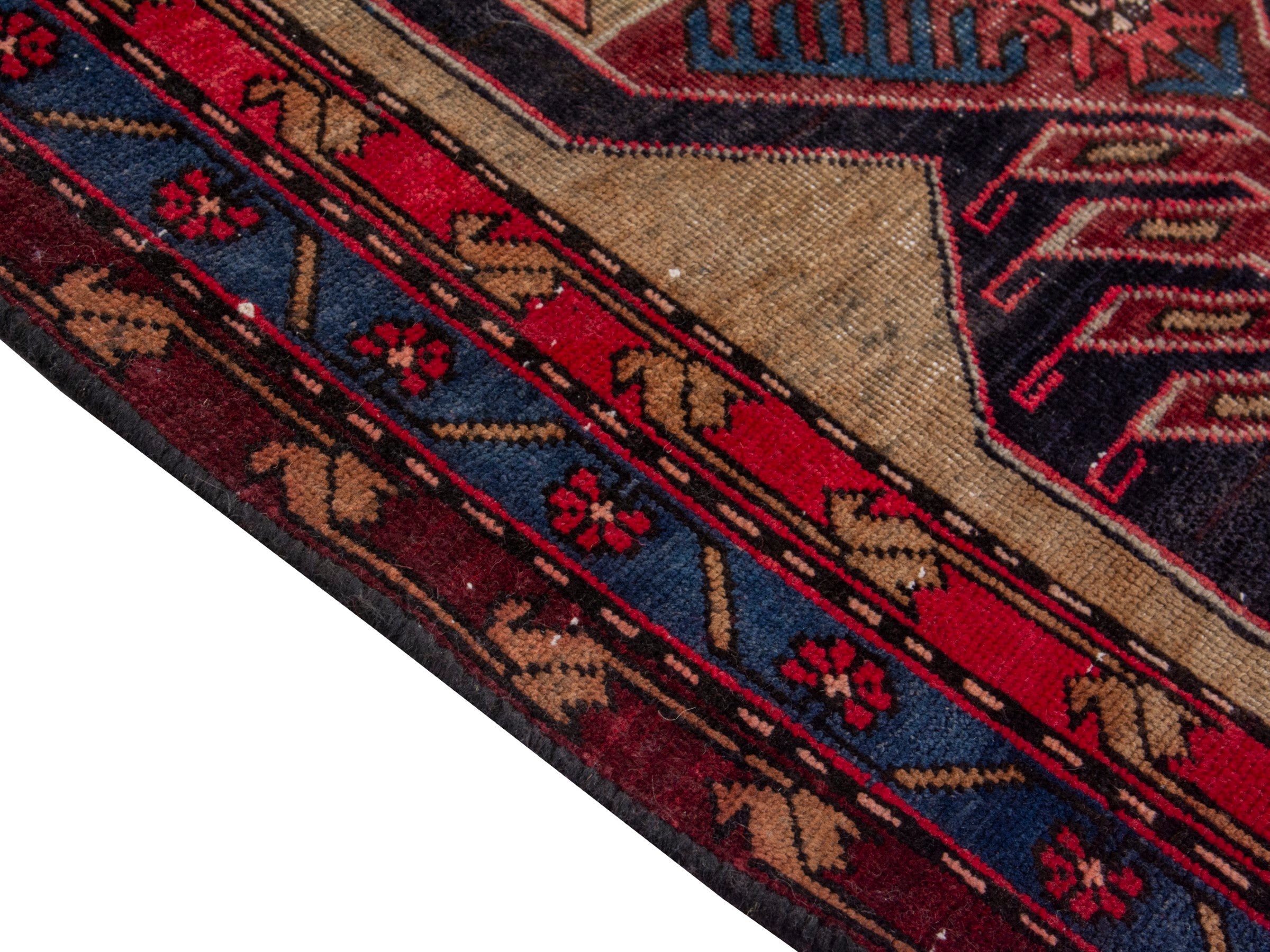 Persian Ardabil runner rug in cream and deep red, view 8 of 18