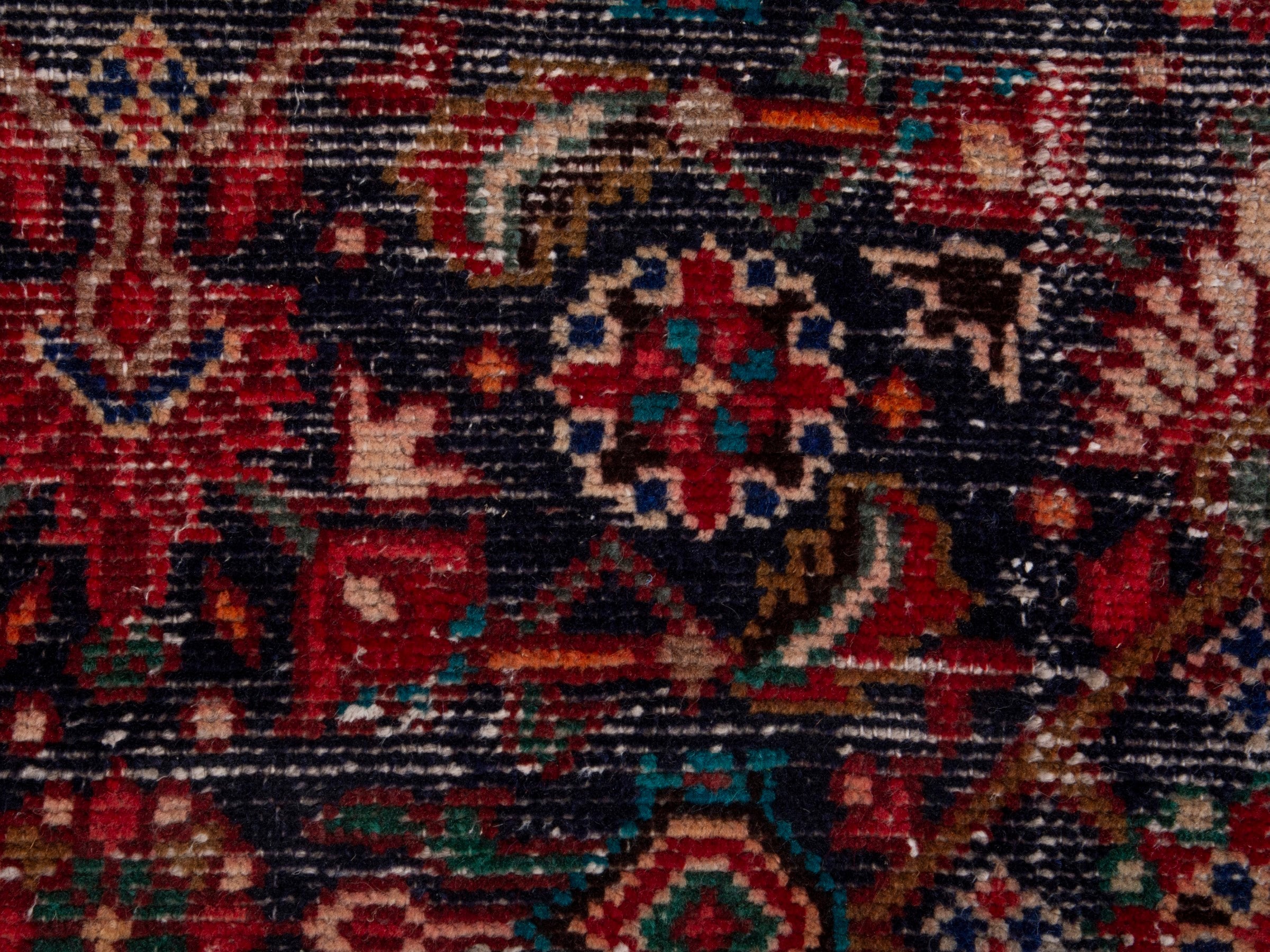 Persian Mahal runner rug in dark blue and rust, view 11 of 17