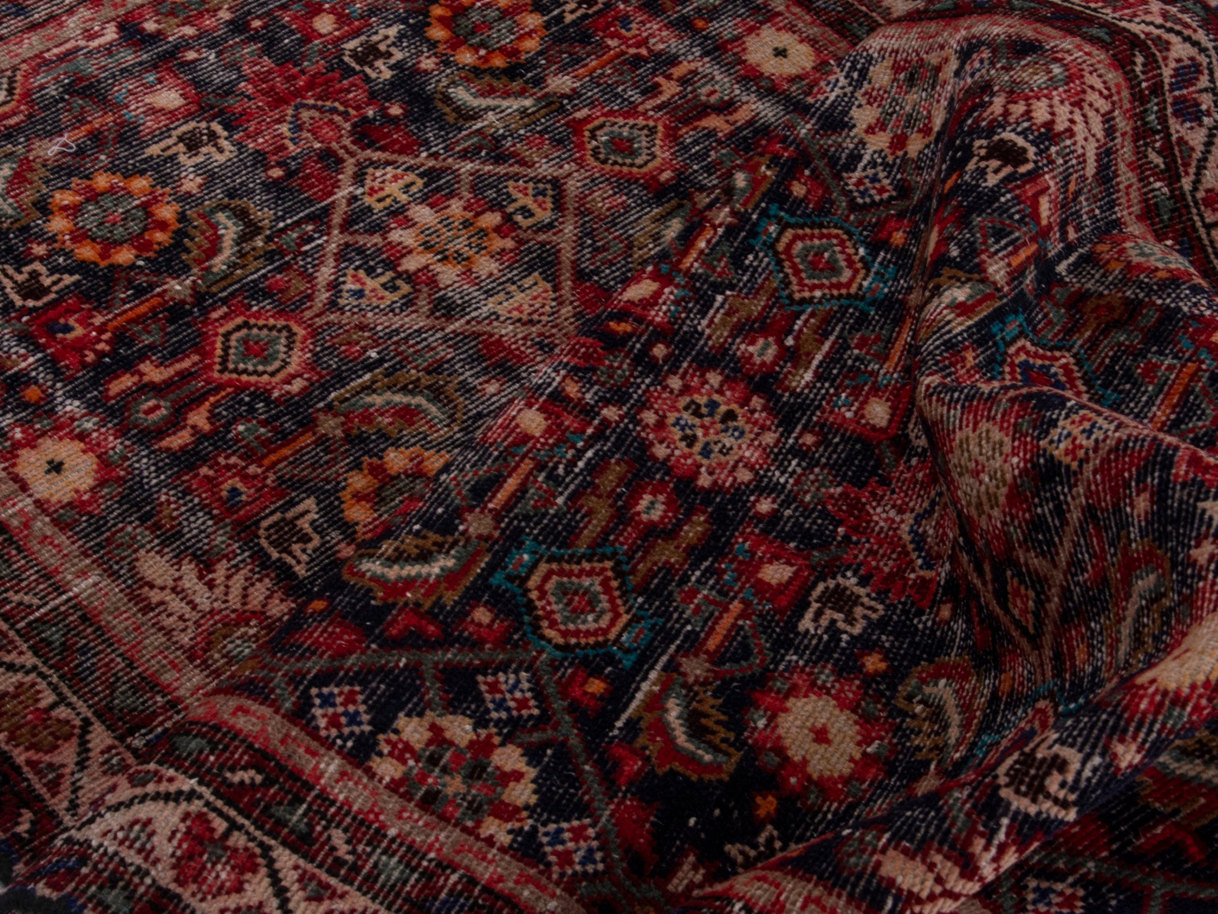 Persian Mahal runner rug in dark blue and rust, view 14 of 17