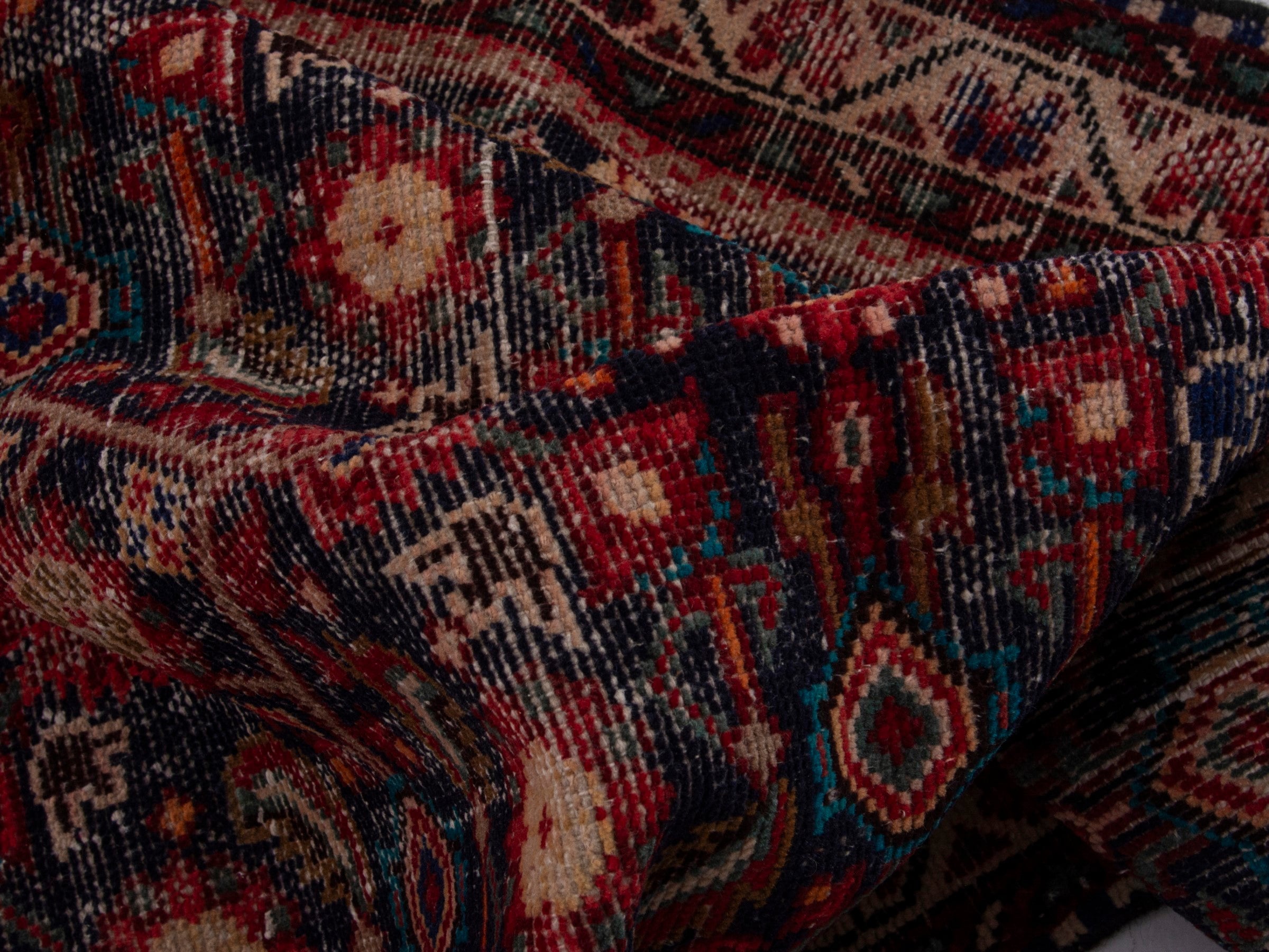 Persian Mahal runner rug in dark blue and rust, view 15 of 17