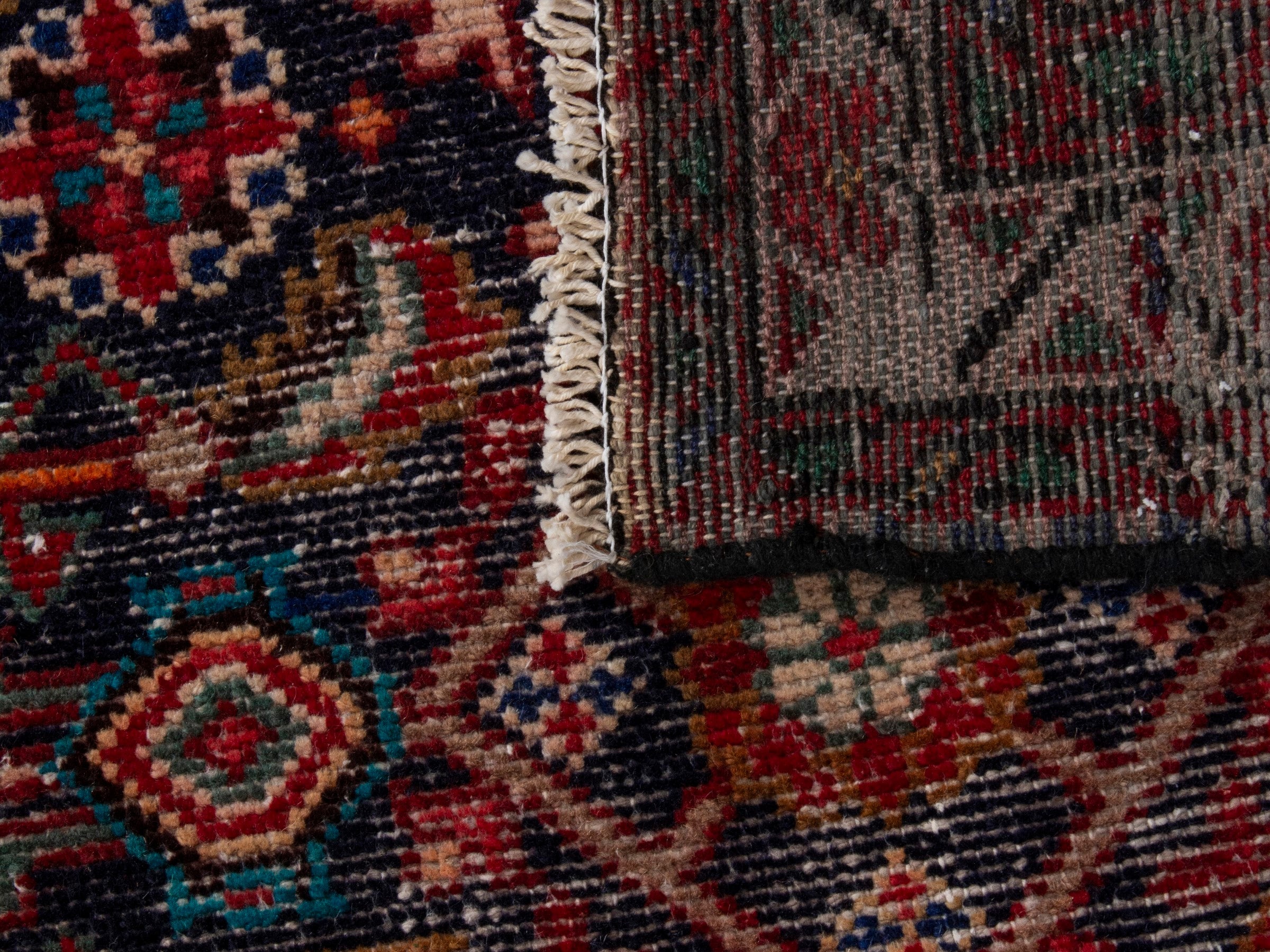 Persian Mahal runner rug in dark blue and rust, view 17 of 17