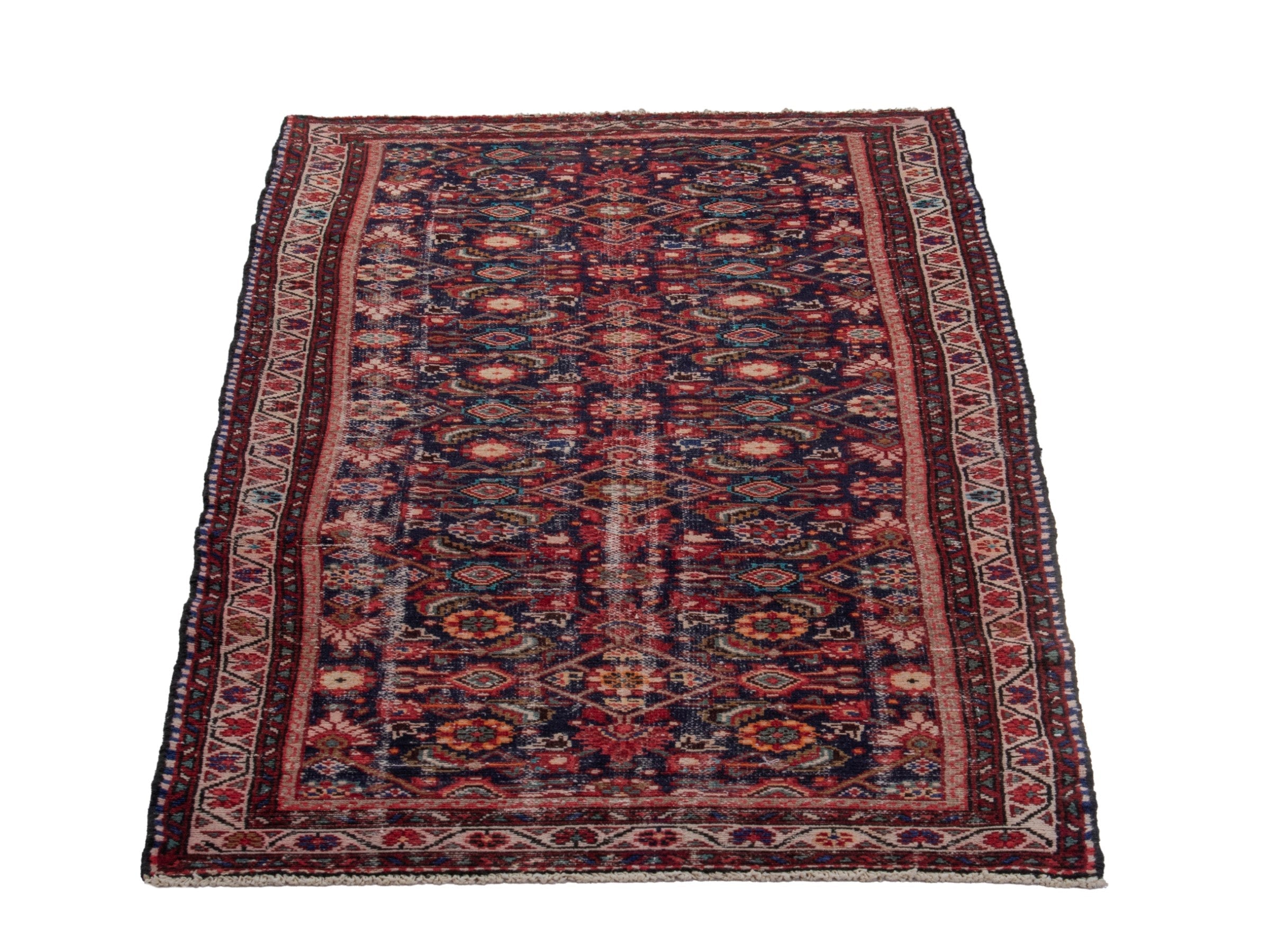 Persian Mahal runner rug in dark blue and rust, view 3 of 17