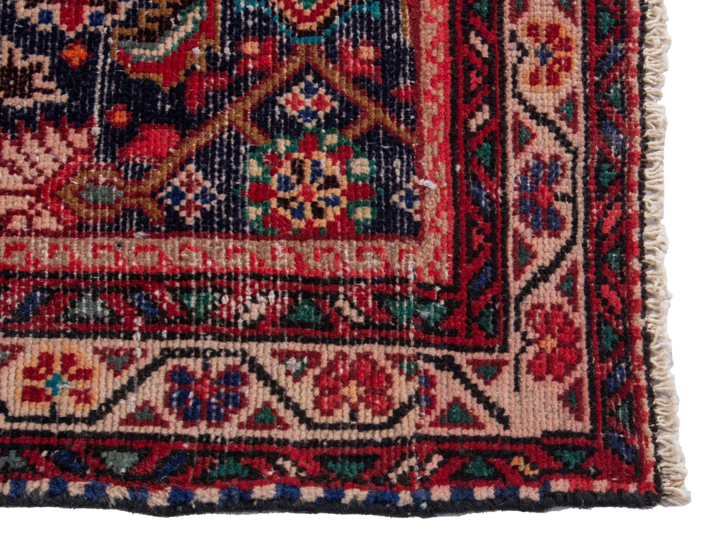 Persian Mahal runner rug in dark blue and rust, view 5 of 17