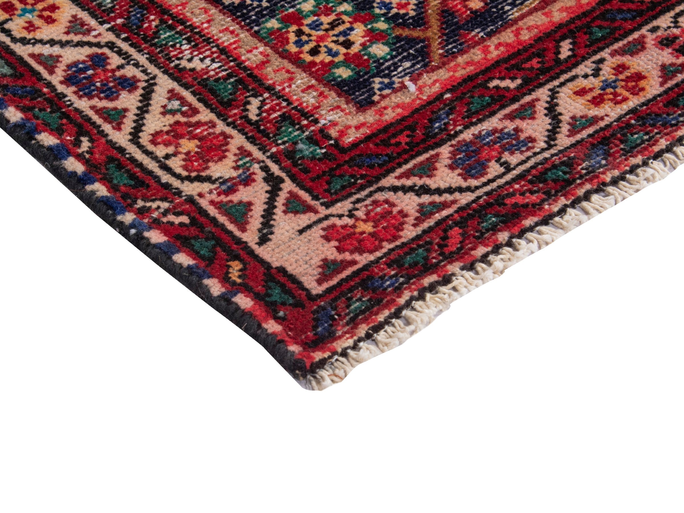 Persian Mahal runner rug in dark blue and rust, view 6 of 17