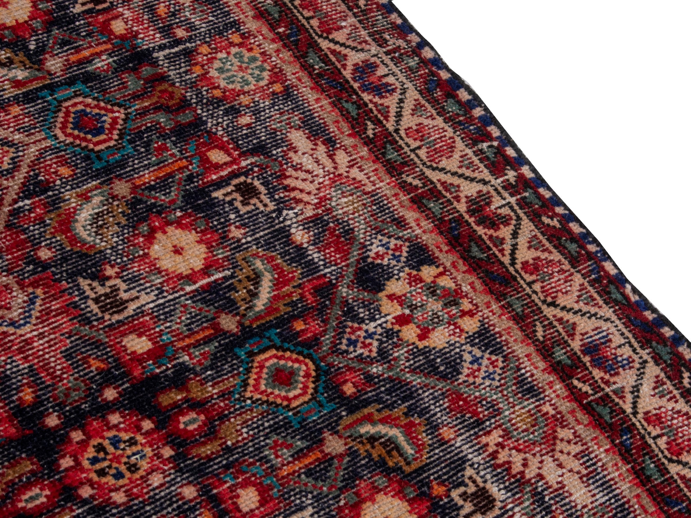 Persian Mahal runner rug in dark blue and rust, view 7 of 17