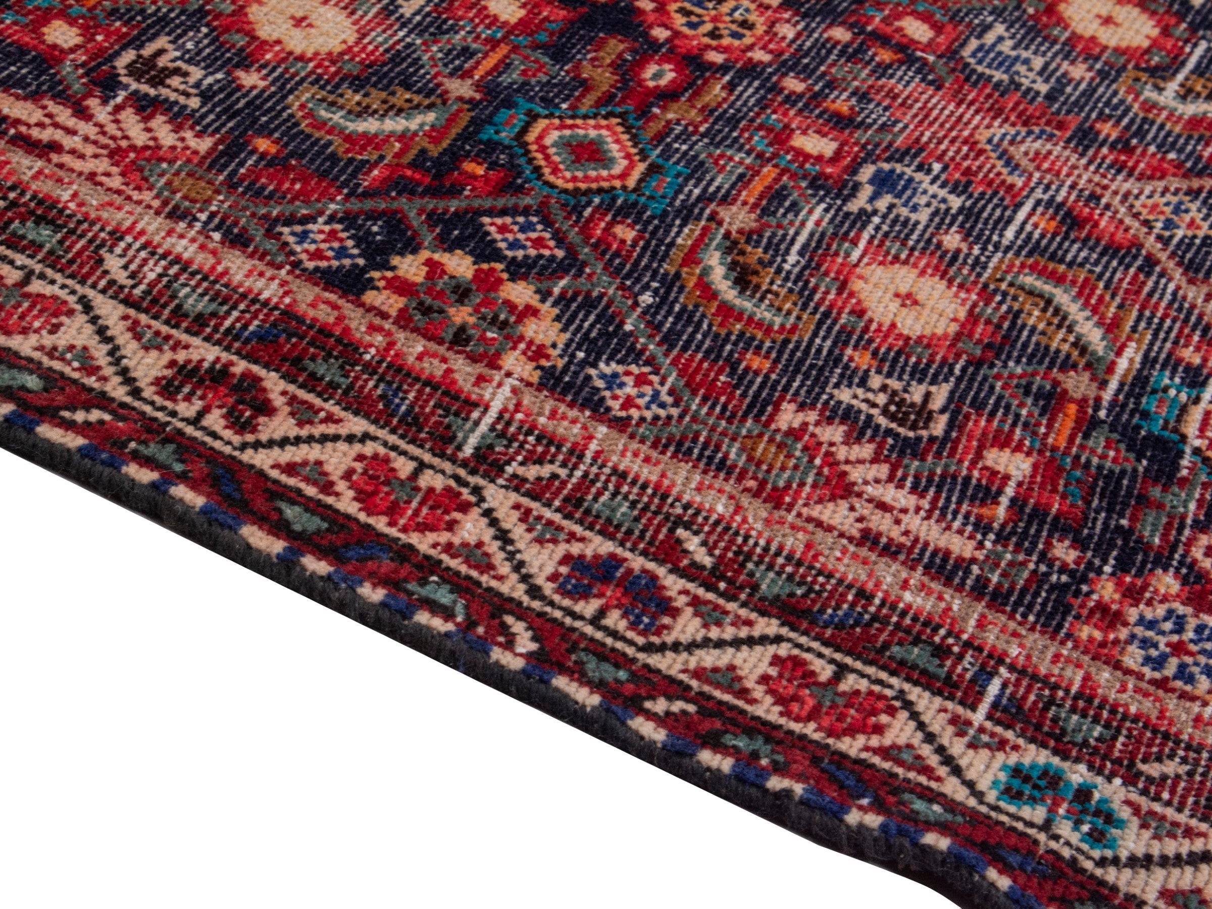 Persian Mahal runner rug in dark blue and rust, view 8 of 17
