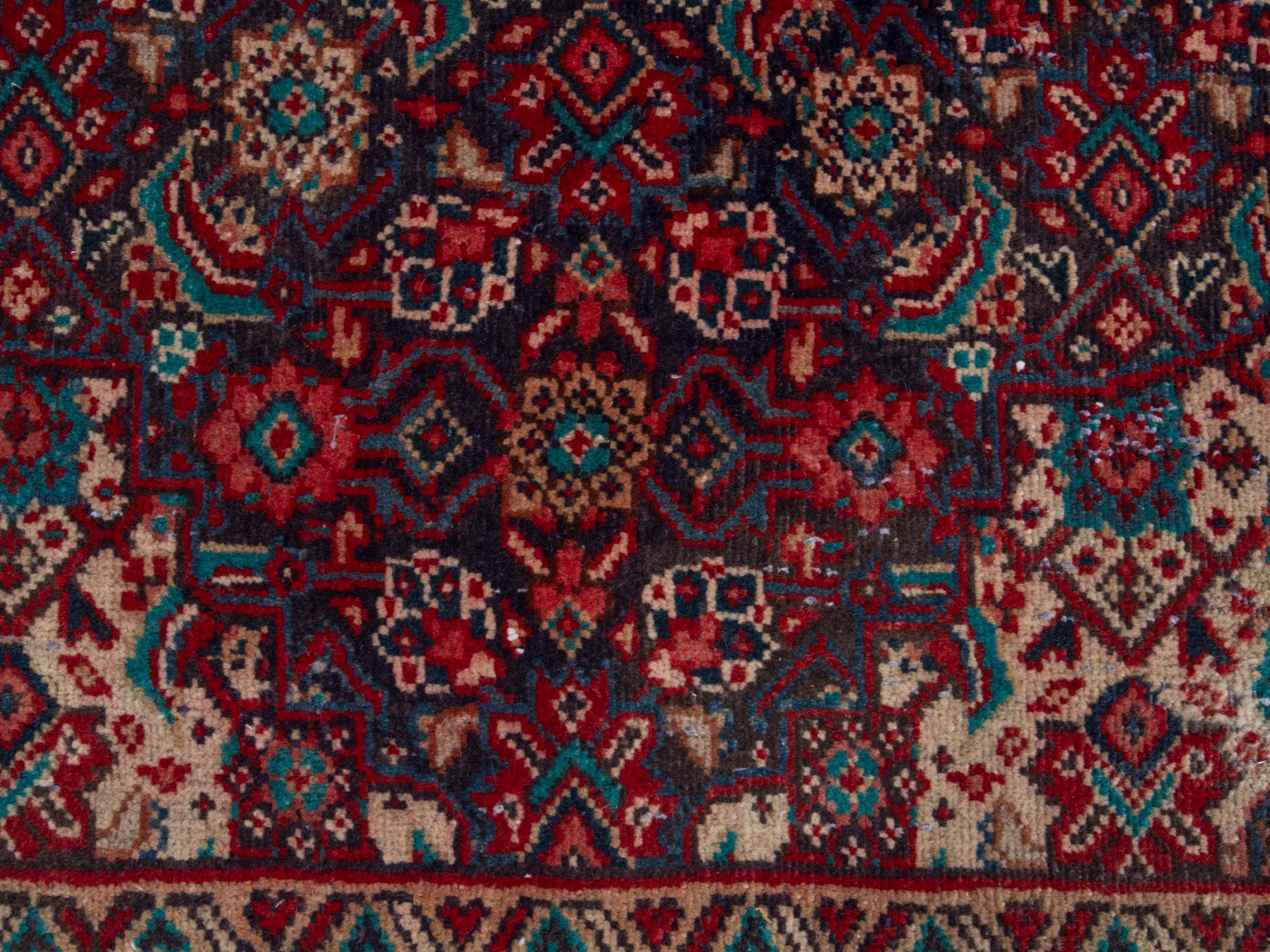 Persian Mahal runner rug in burgundy and faded red, view 11 of 19