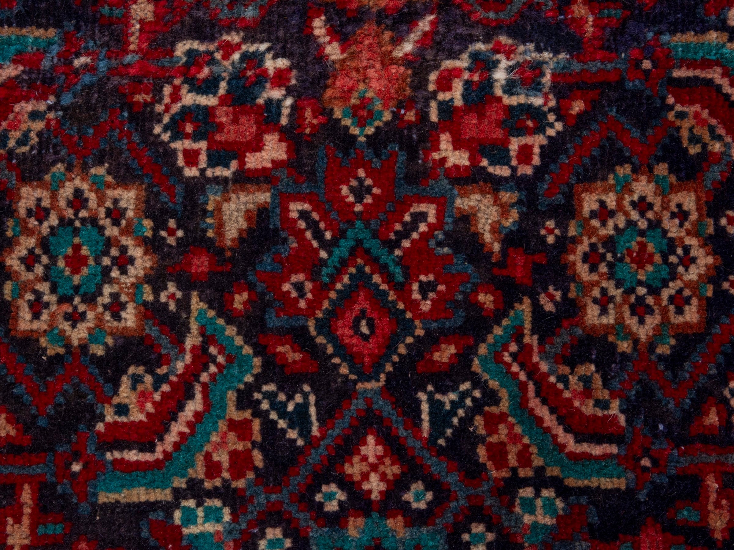 Persian Mahal runner rug in burgundy and faded red, view 12 of 19