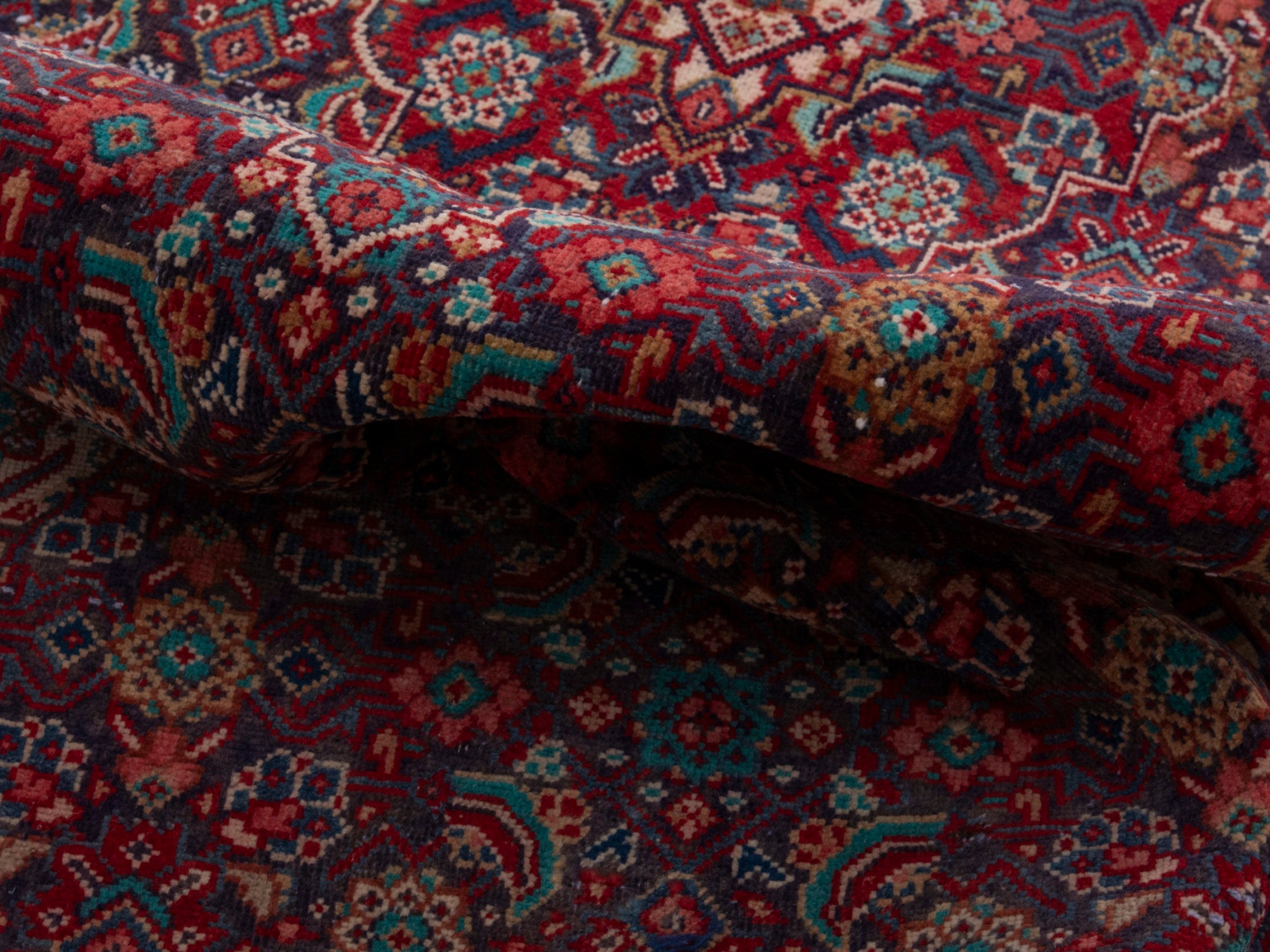 Persian Mahal runner rug in burgundy and faded red, view 17 of 19