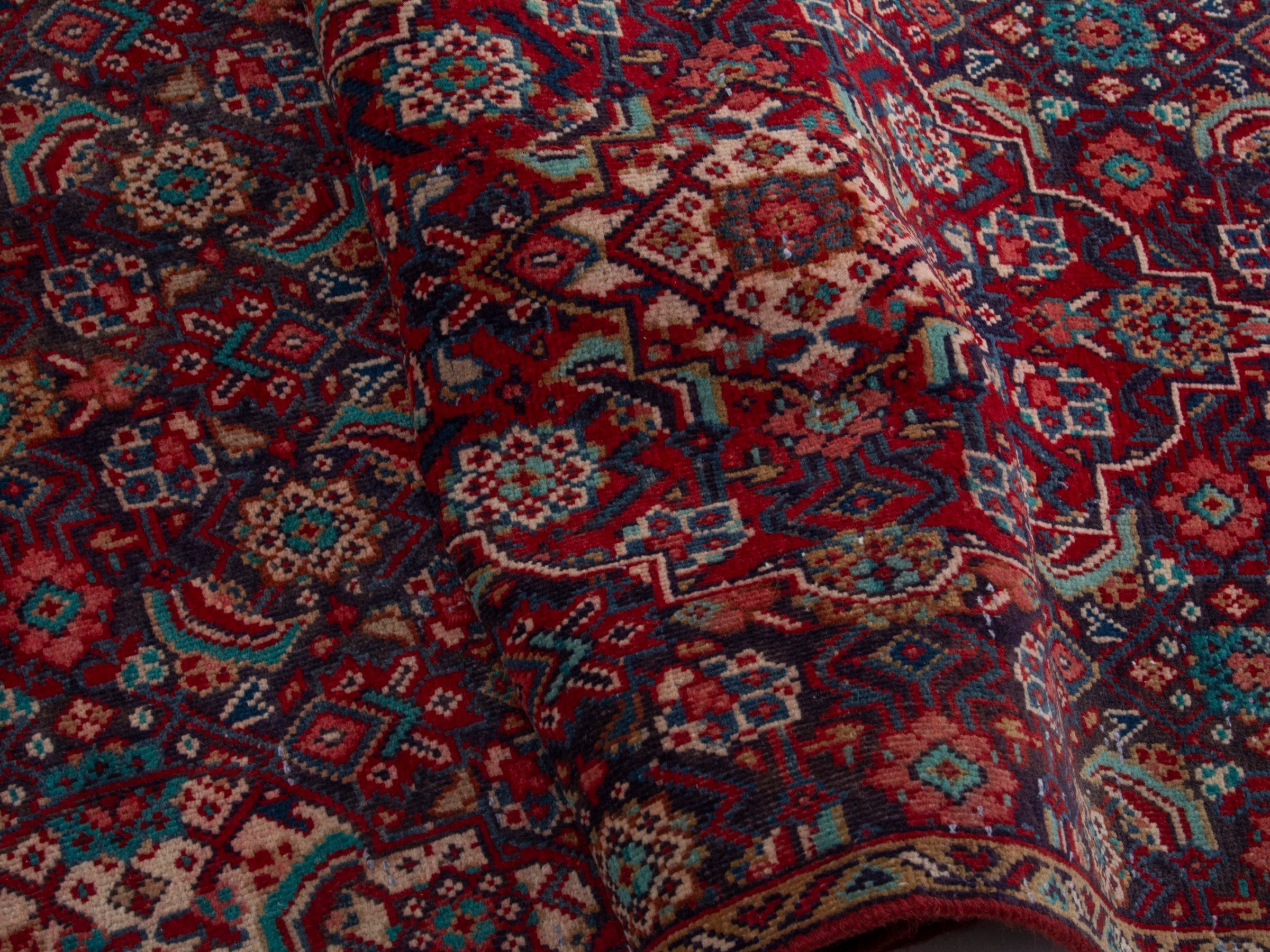 Persian Mahal runner rug in burgundy and faded red, view 18 of 19