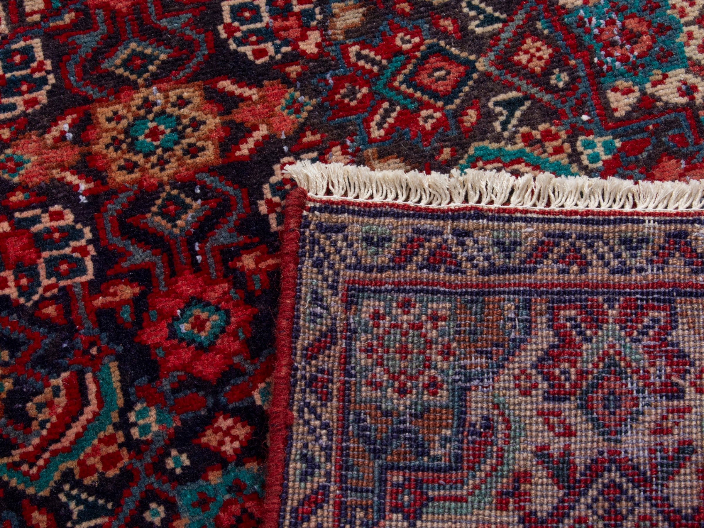 Persian Mahal runner rug in burgundy and faded red, view 19 of 19