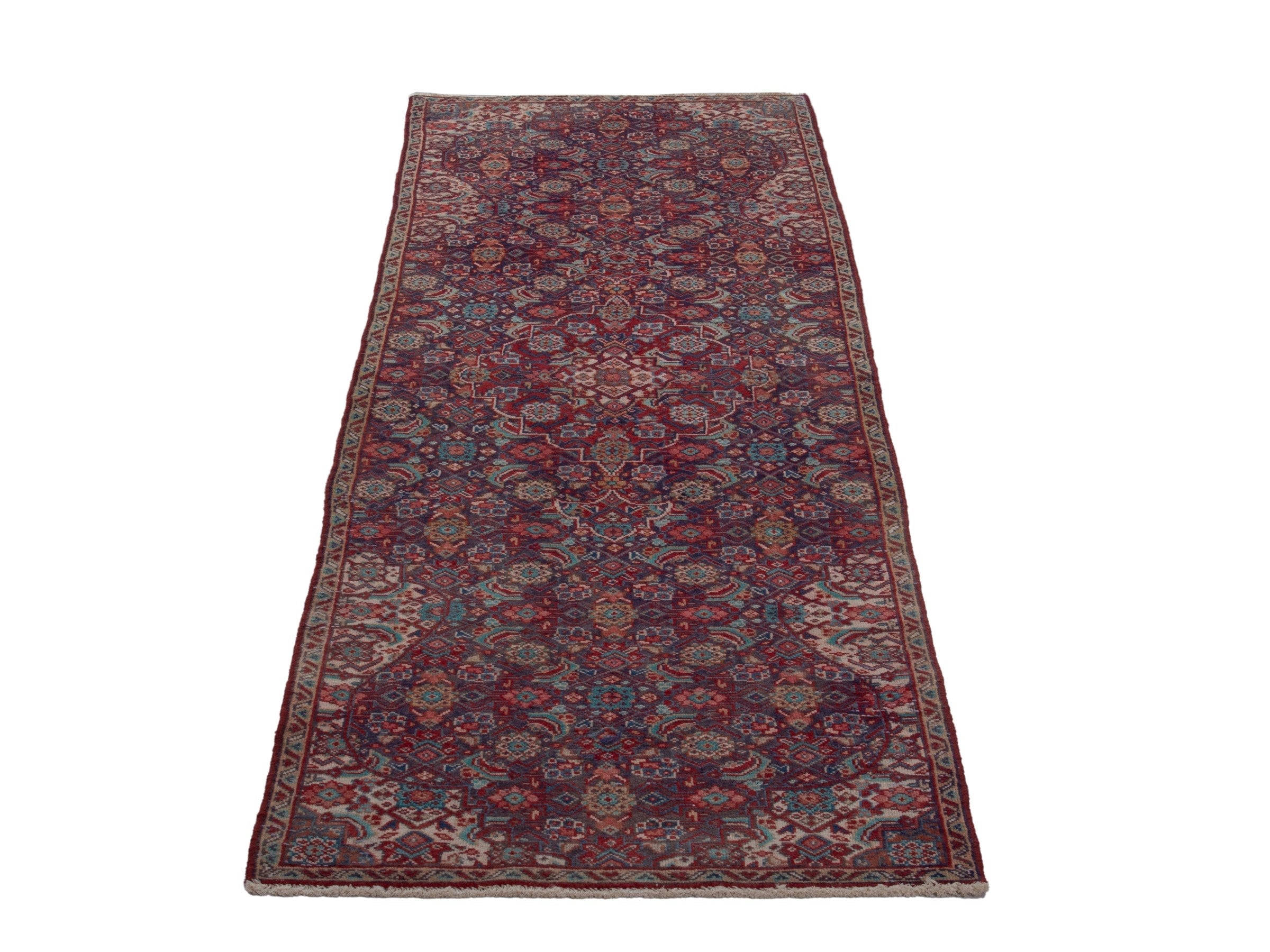 Persian Mahal runner rug in burgundy and faded red, view 3 of 19