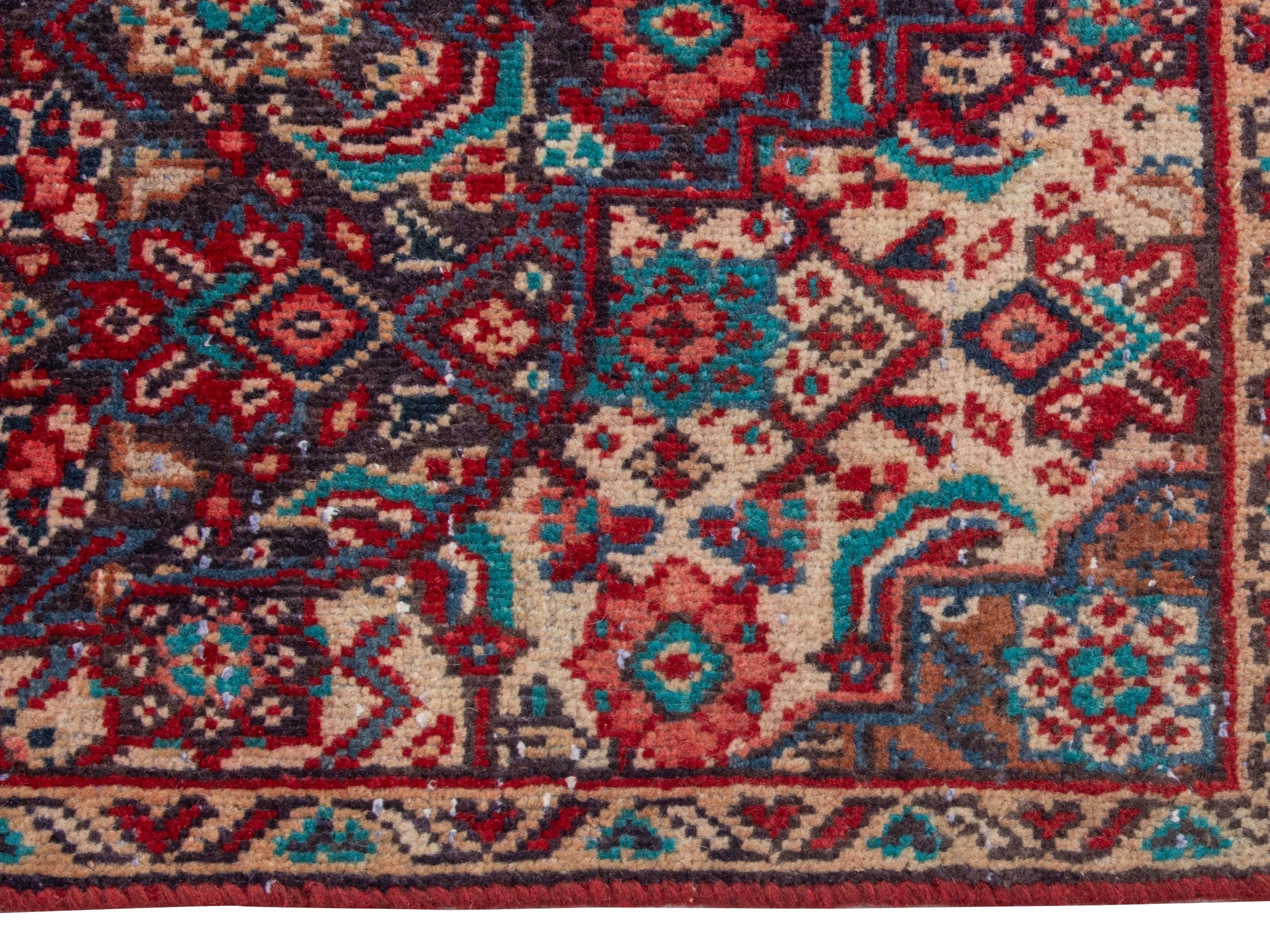 Persian Mahal runner rug in burgundy and faded red, view 5 of 19