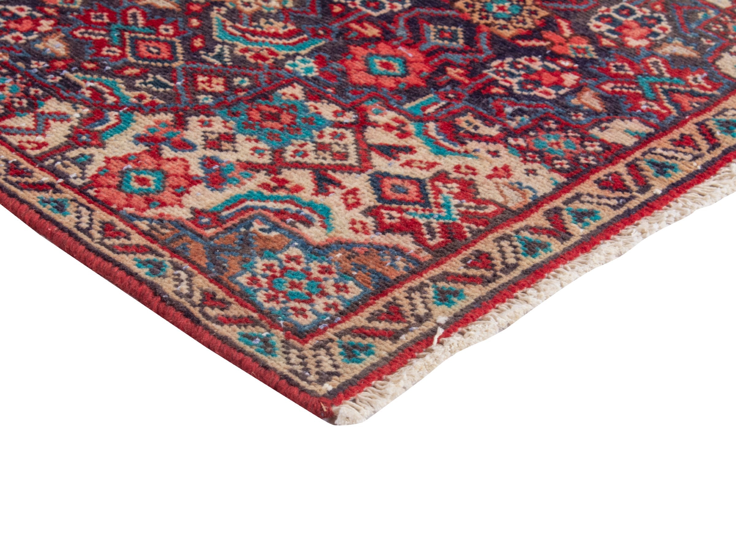 Persian Mahal runner rug in burgundy and faded red, view 6 of 19