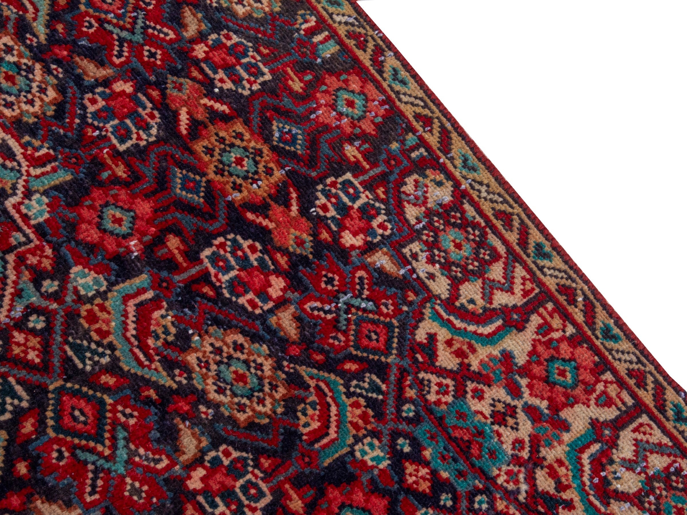 Persian Mahal runner rug in burgundy and faded red, view 7 of 19