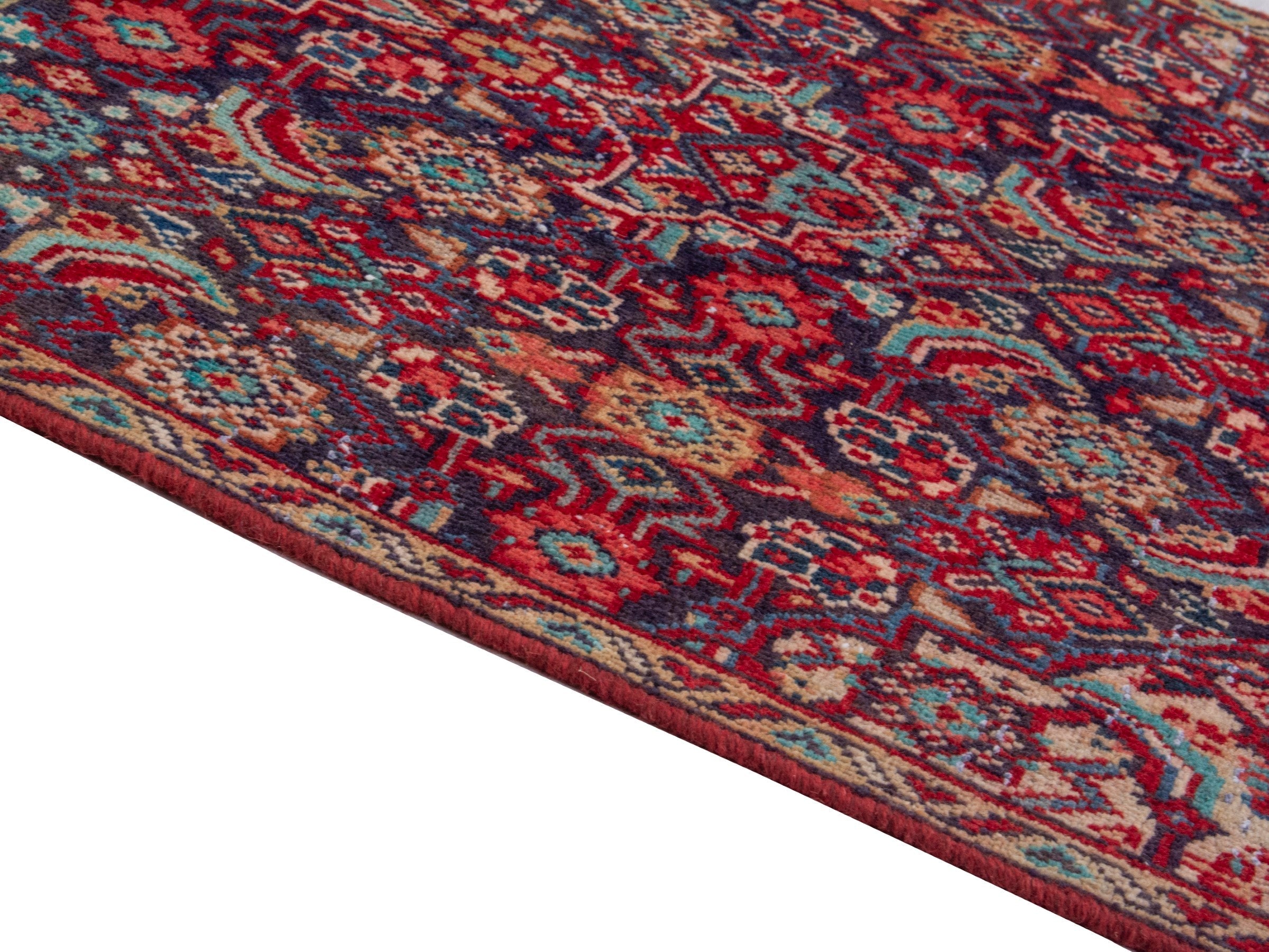 Persian Mahal runner rug in burgundy and faded red, view 8 of 19