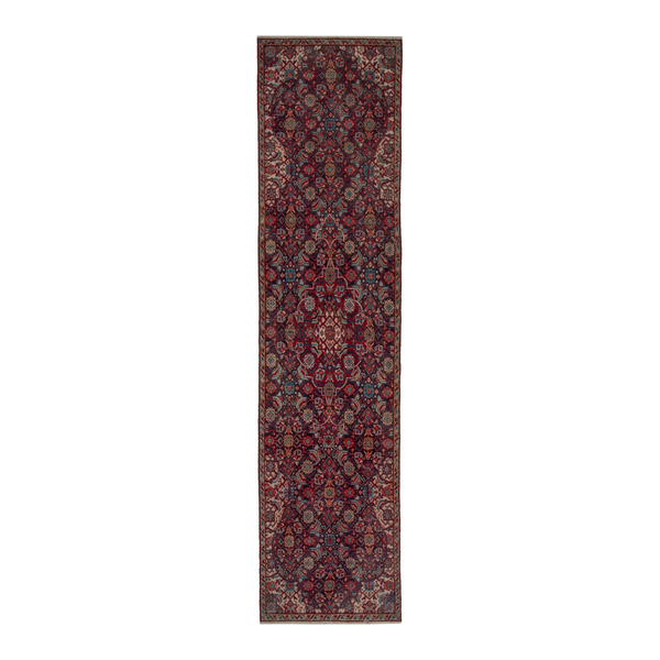 Persian Mahal runner rug in burgundy and faded red, 2'8" x 11'4"
