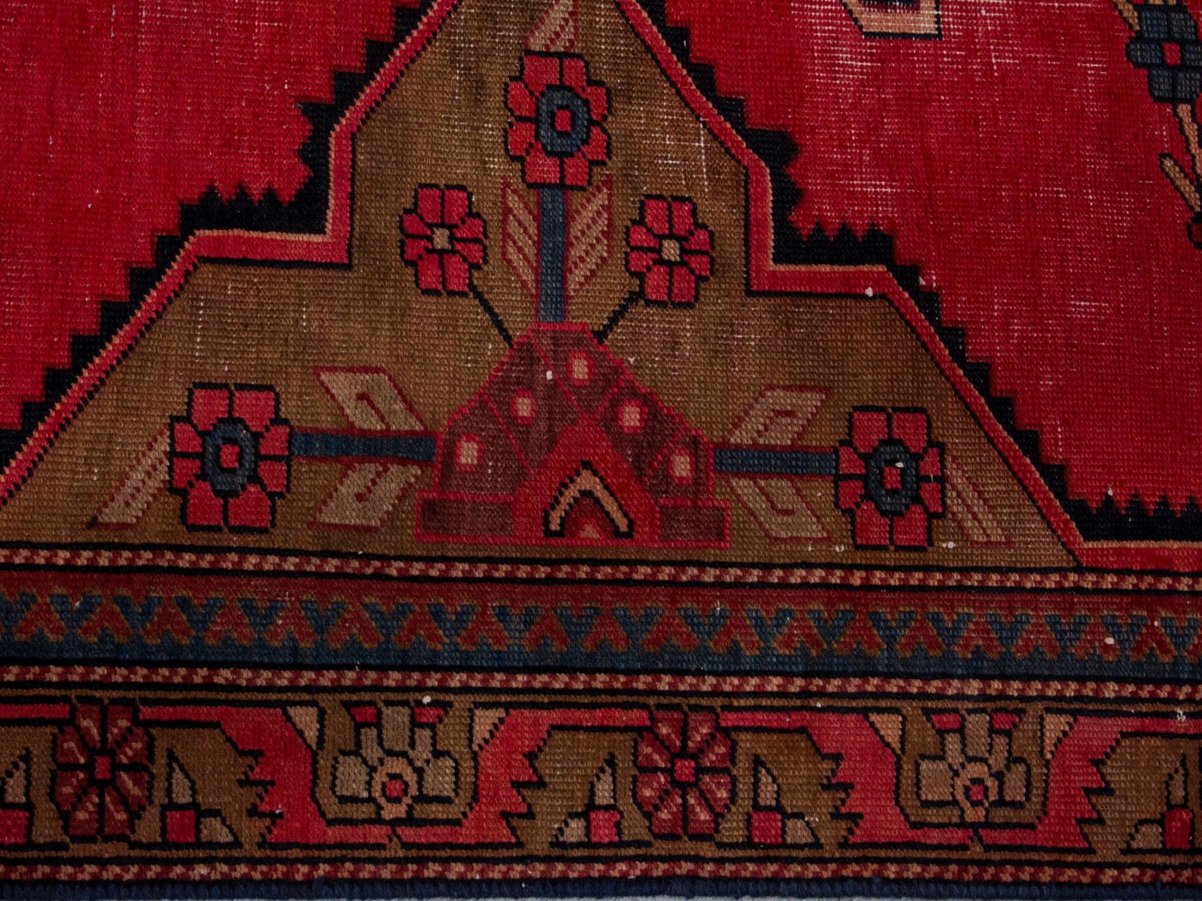 Persian Ardabil area rug in deep red and burgundy, view 13 of 18