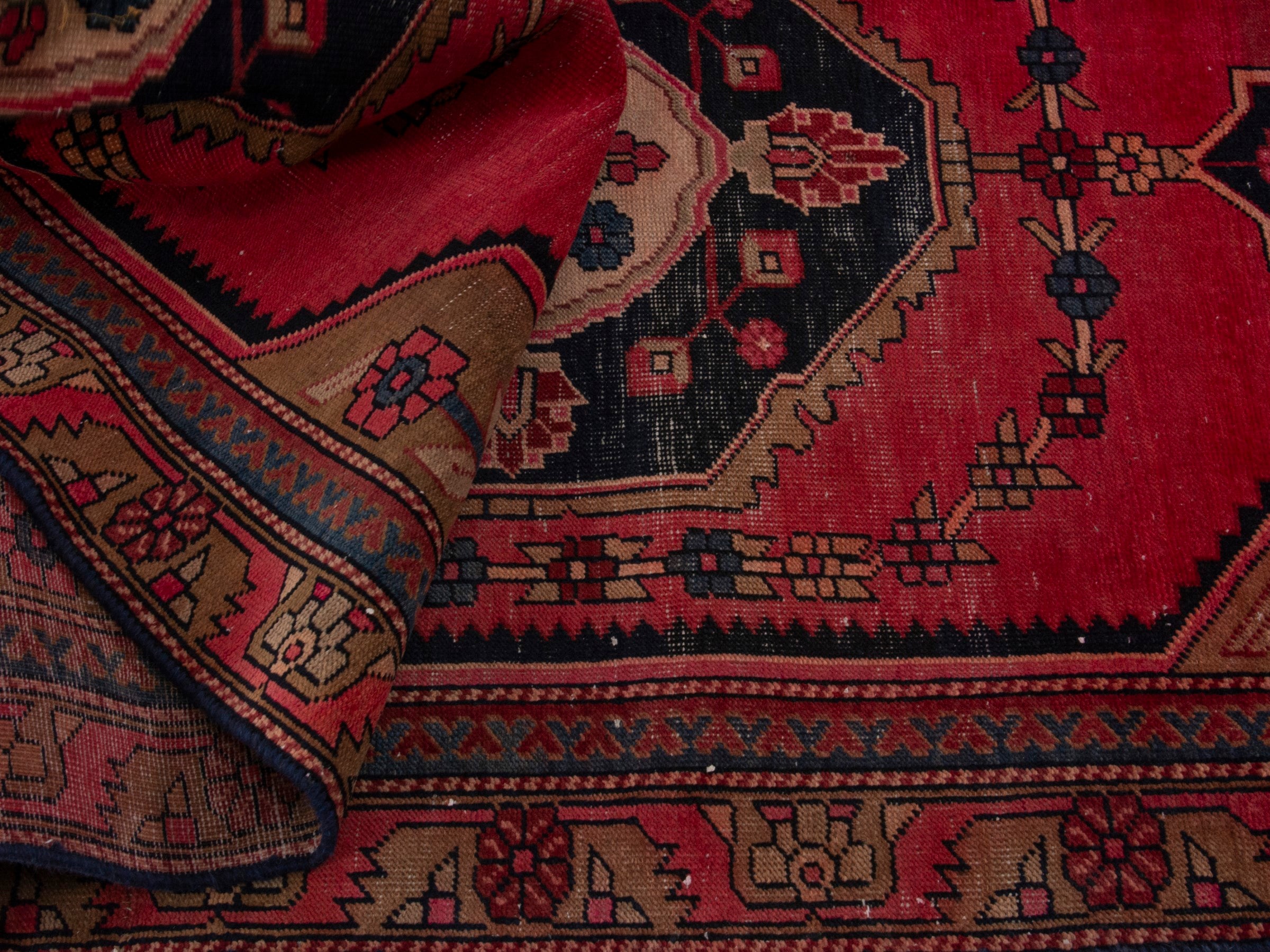 Persian Ardabil area rug in deep red and burgundy, view 14 of 18