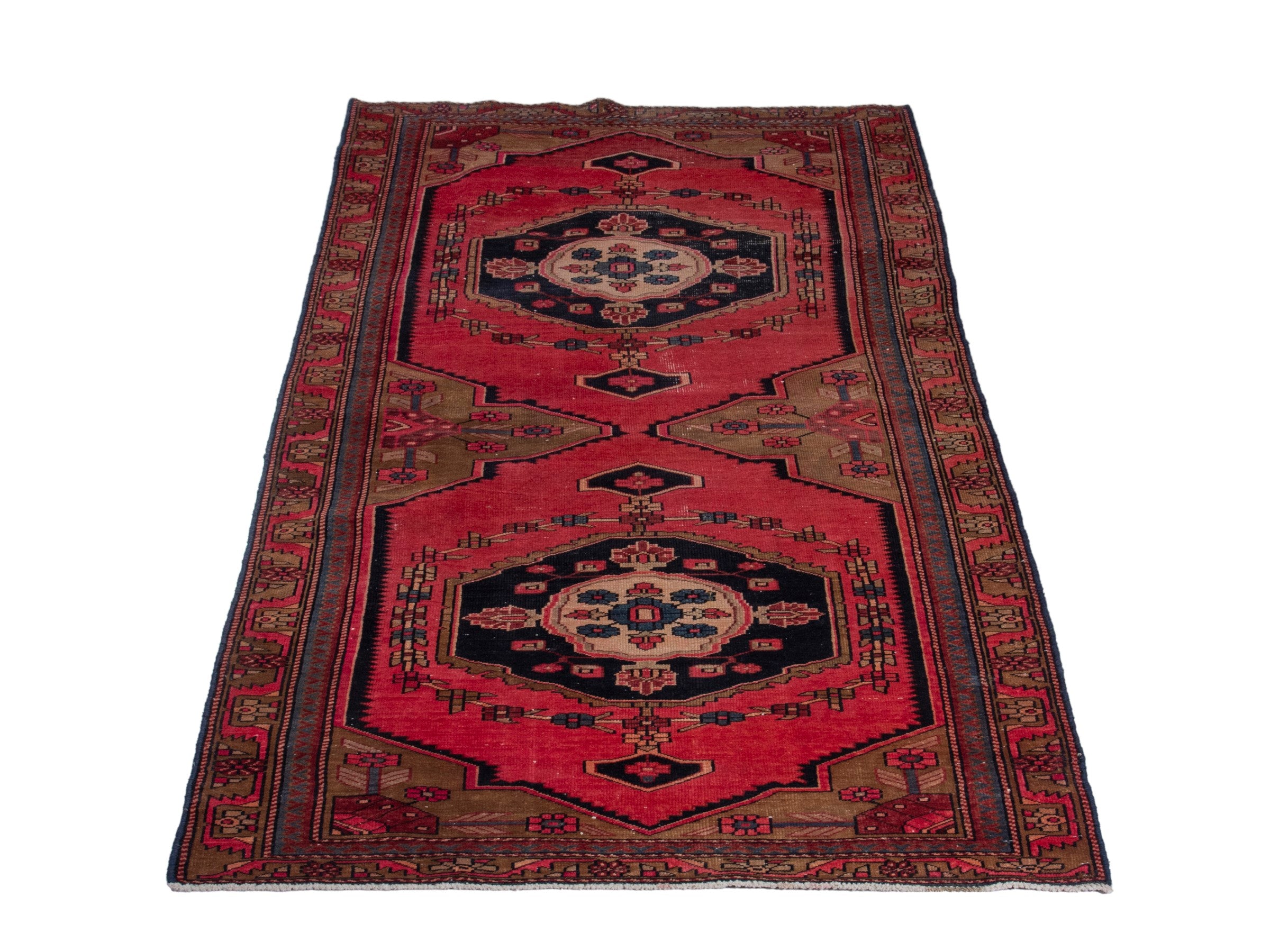 Persian Ardabil area rug in deep red and burgundy, view 2 of 18