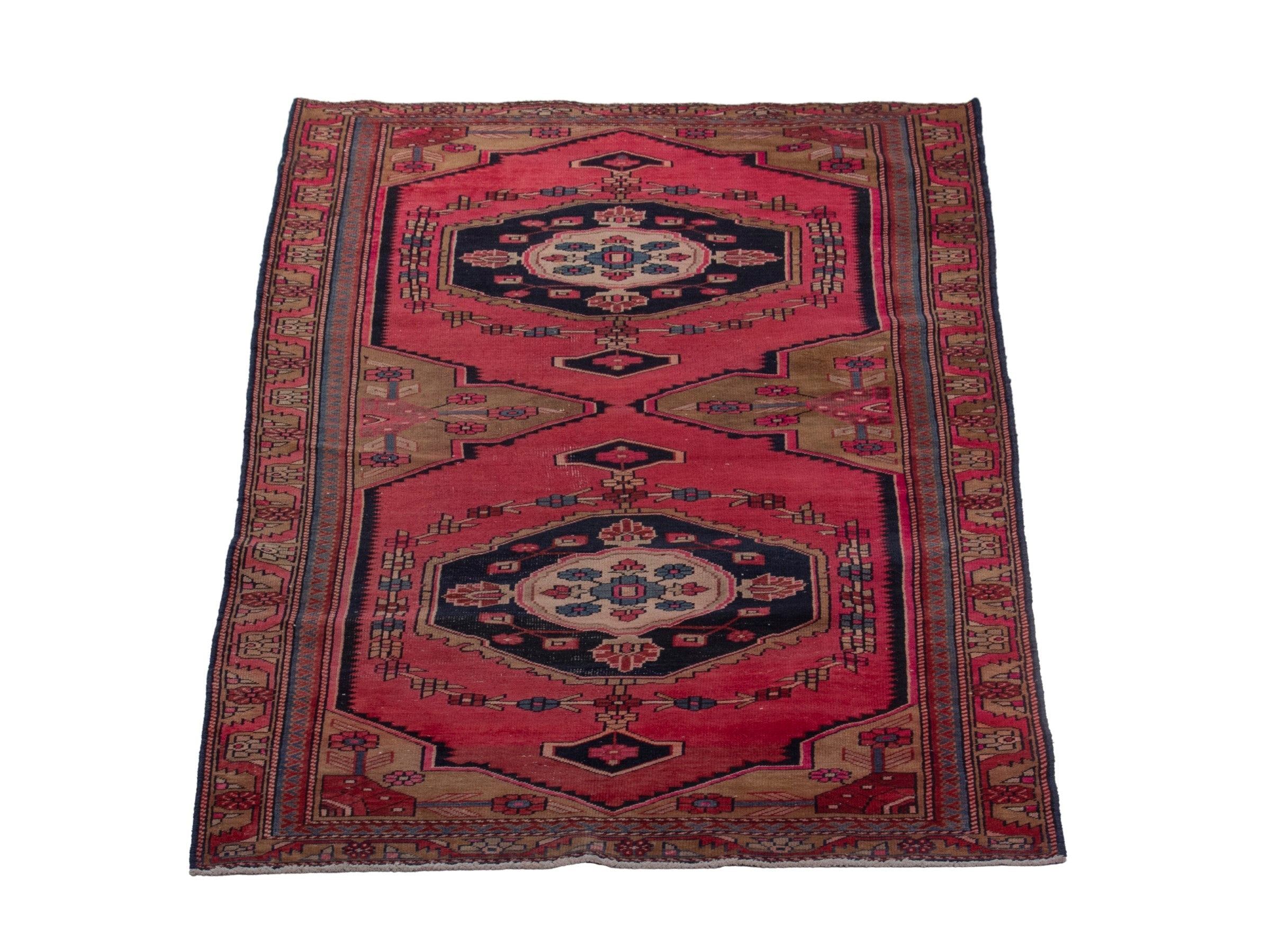 Persian Ardabil area rug in deep red and burgundy, view 3 of 18