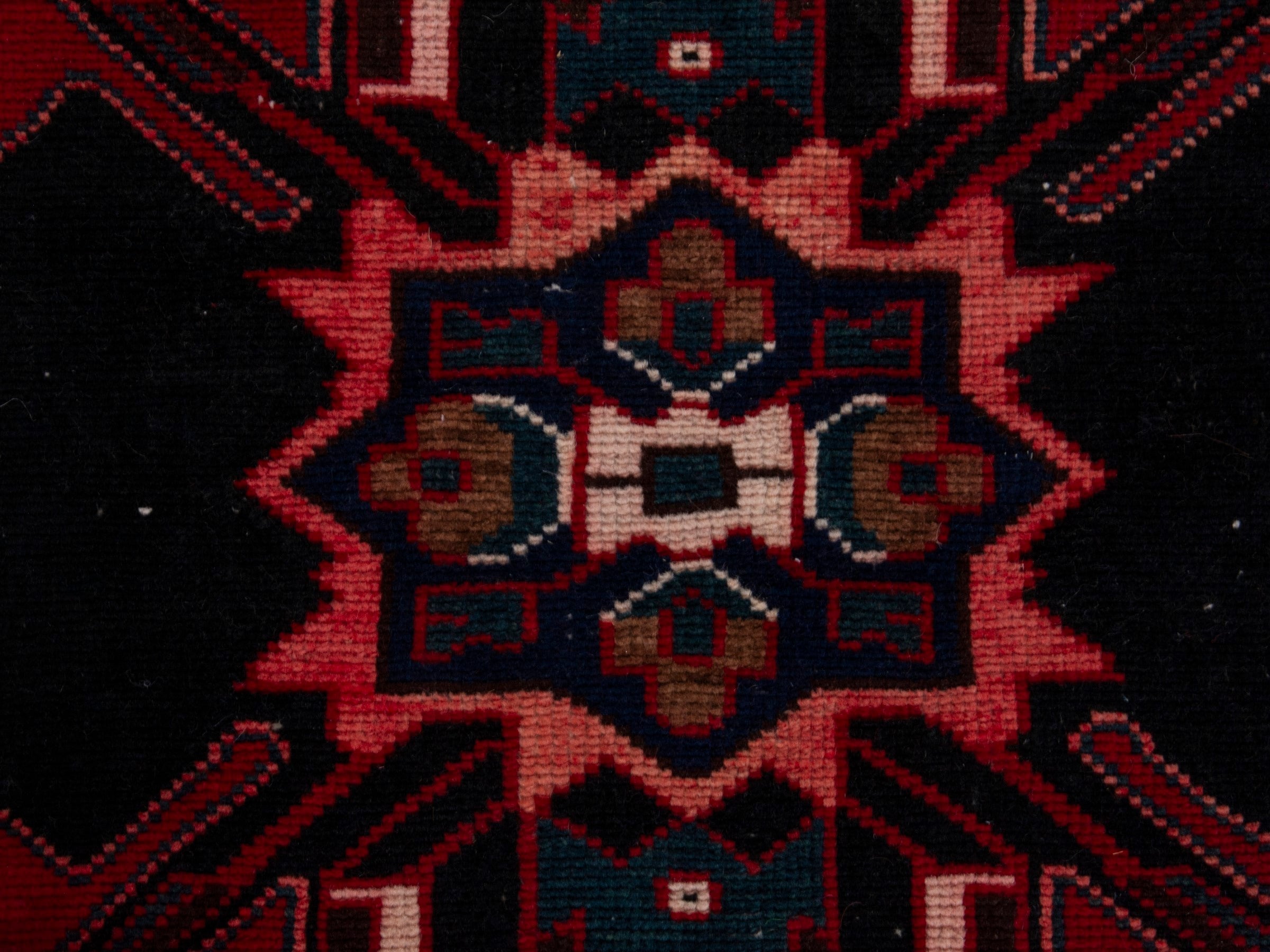 Persian Saveh runner rug in deep red and black cherry, view 12 of 18