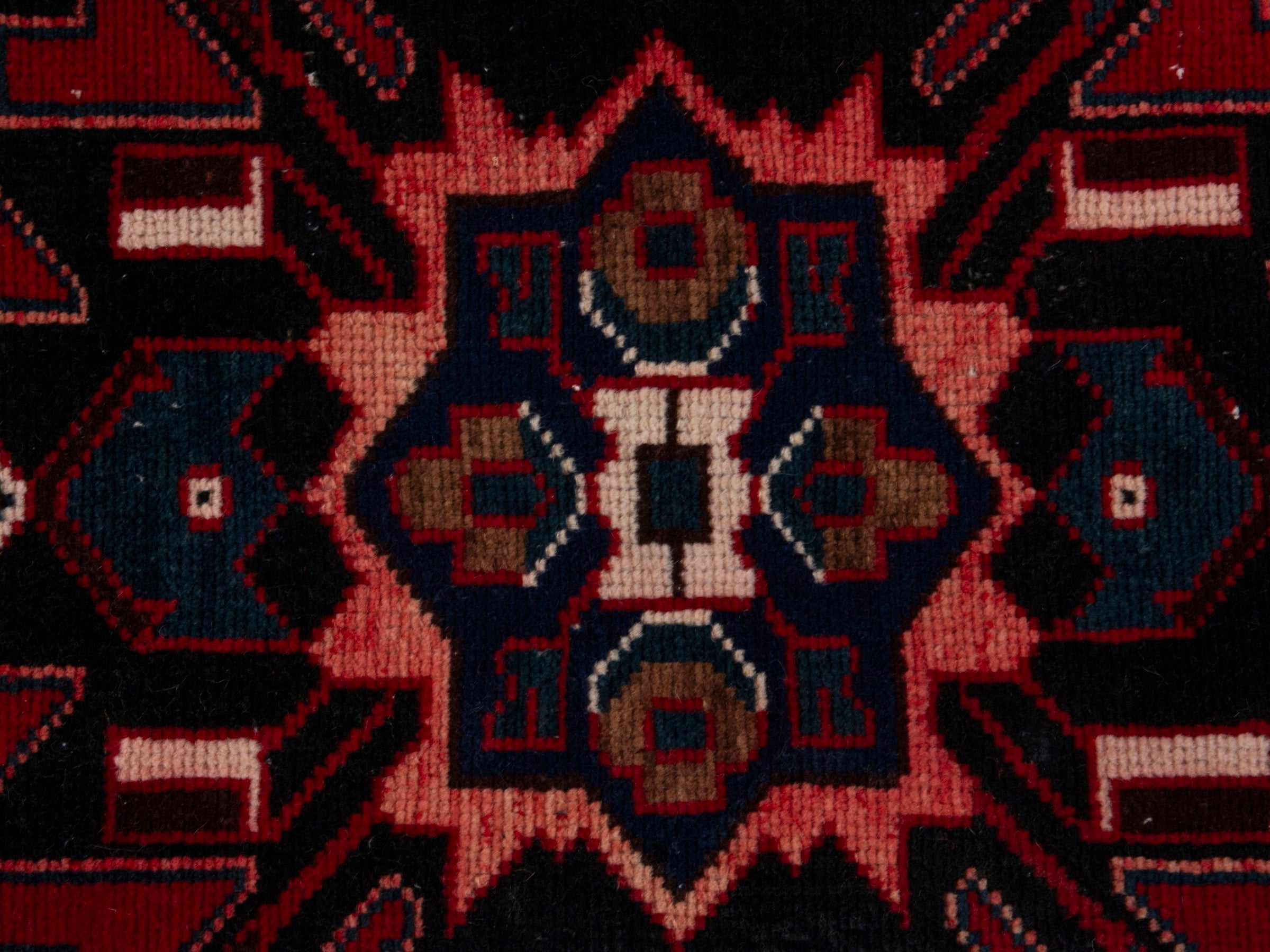Persian Saveh runner rug in deep red and black cherry, view 14 of 18