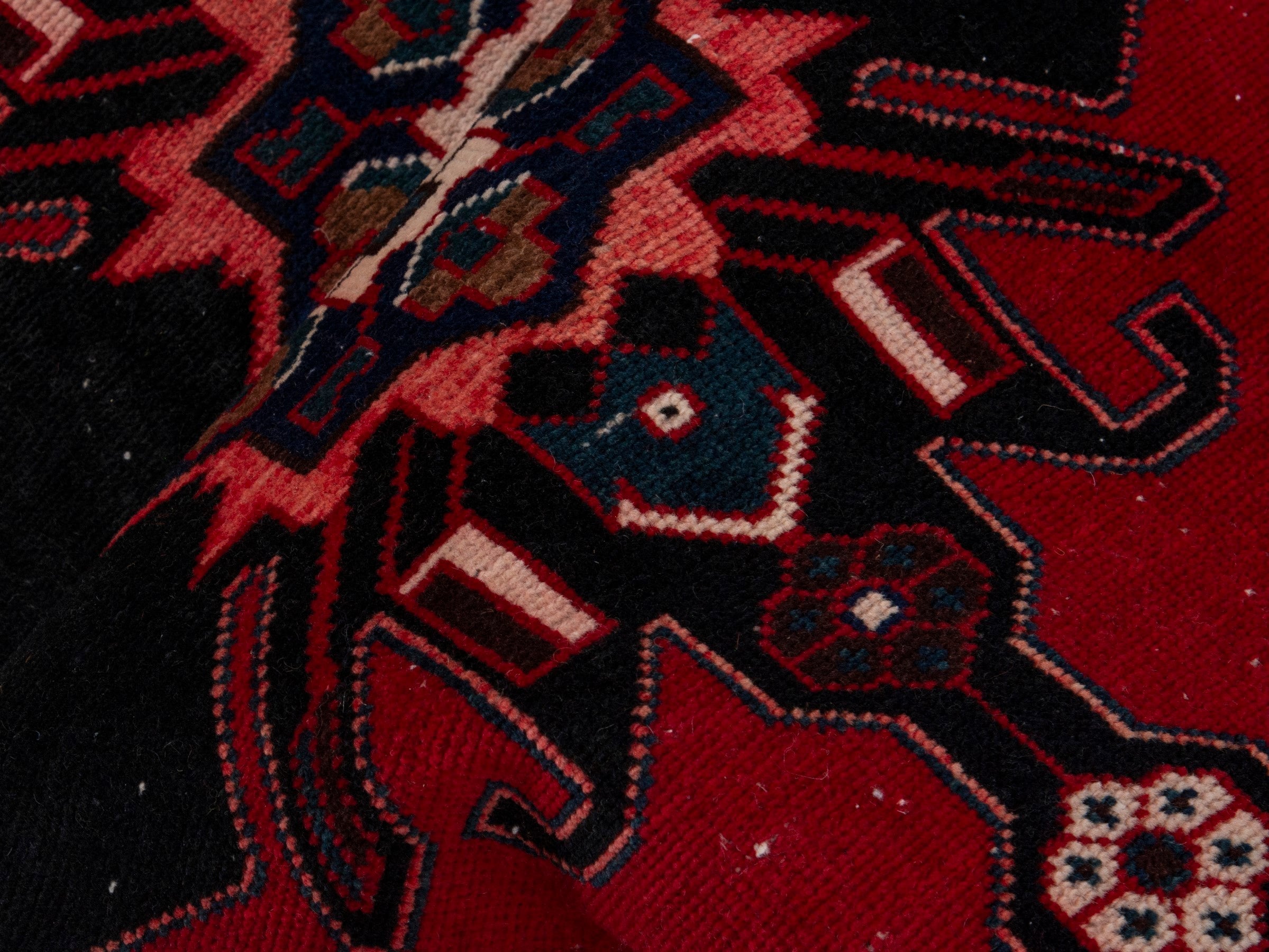 Persian Saveh runner rug in deep red and black cherry, view 15 of 18