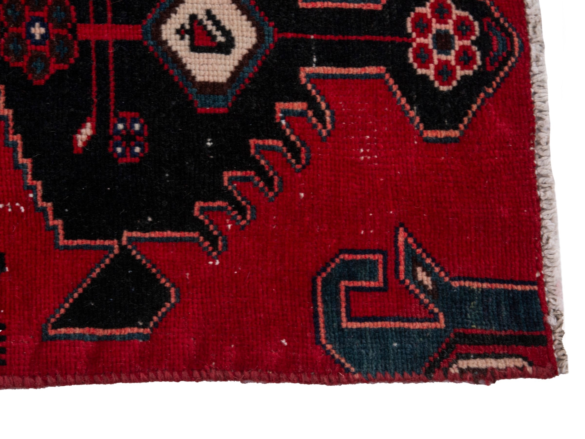 Persian Saveh runner rug in deep red and black cherry, view 5 of 18