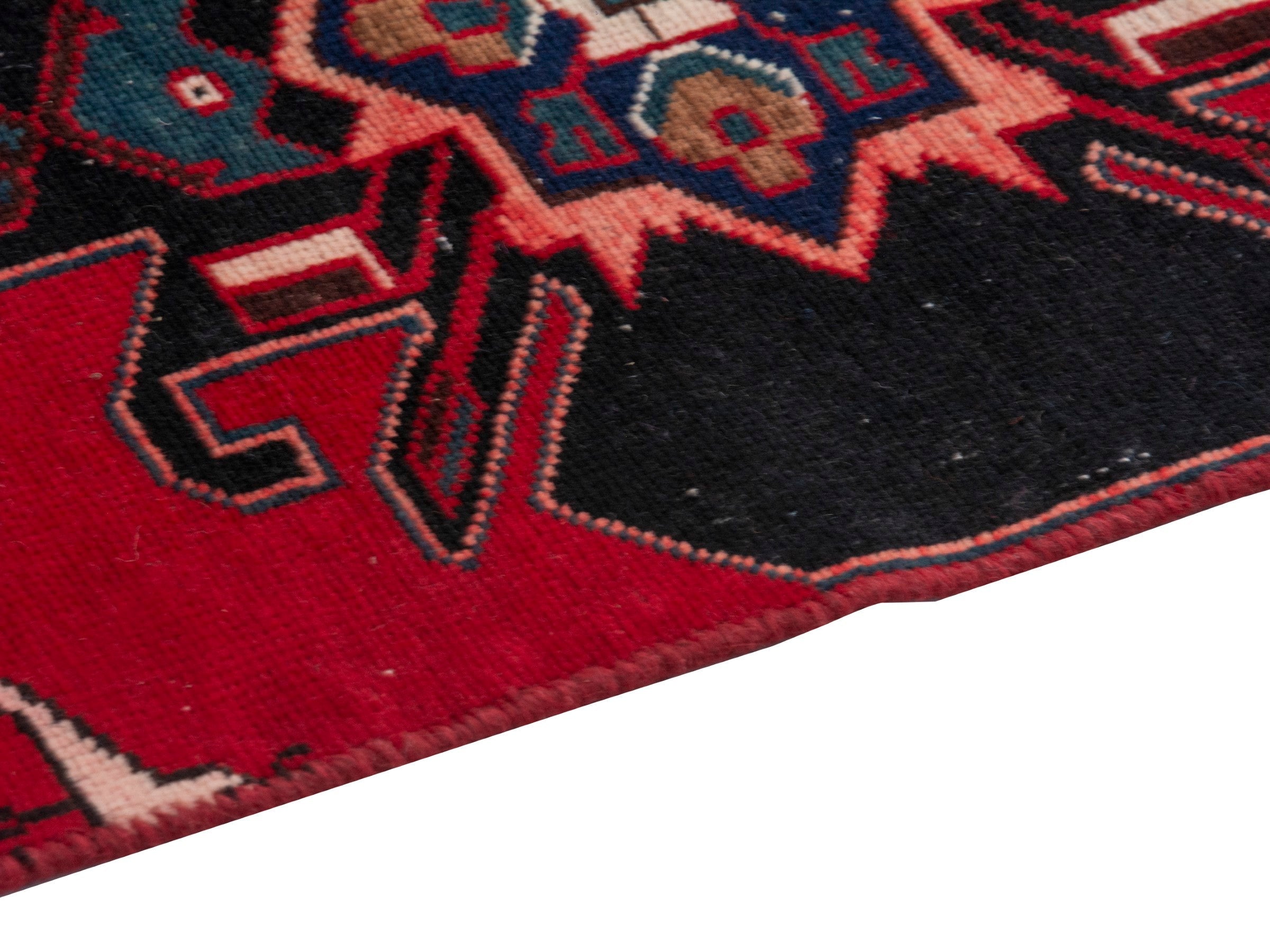 Persian Saveh runner rug in deep red and black cherry, view 8 of 18