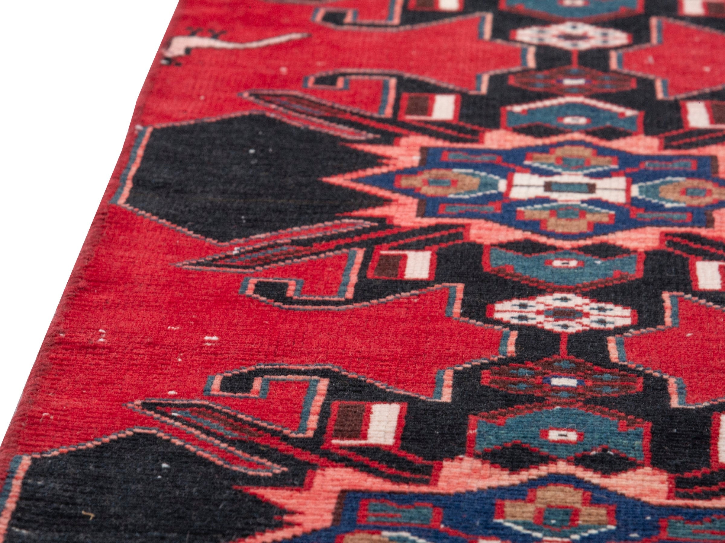 Persian Saveh runner rug in deep red and black cherry, view 9 of 18