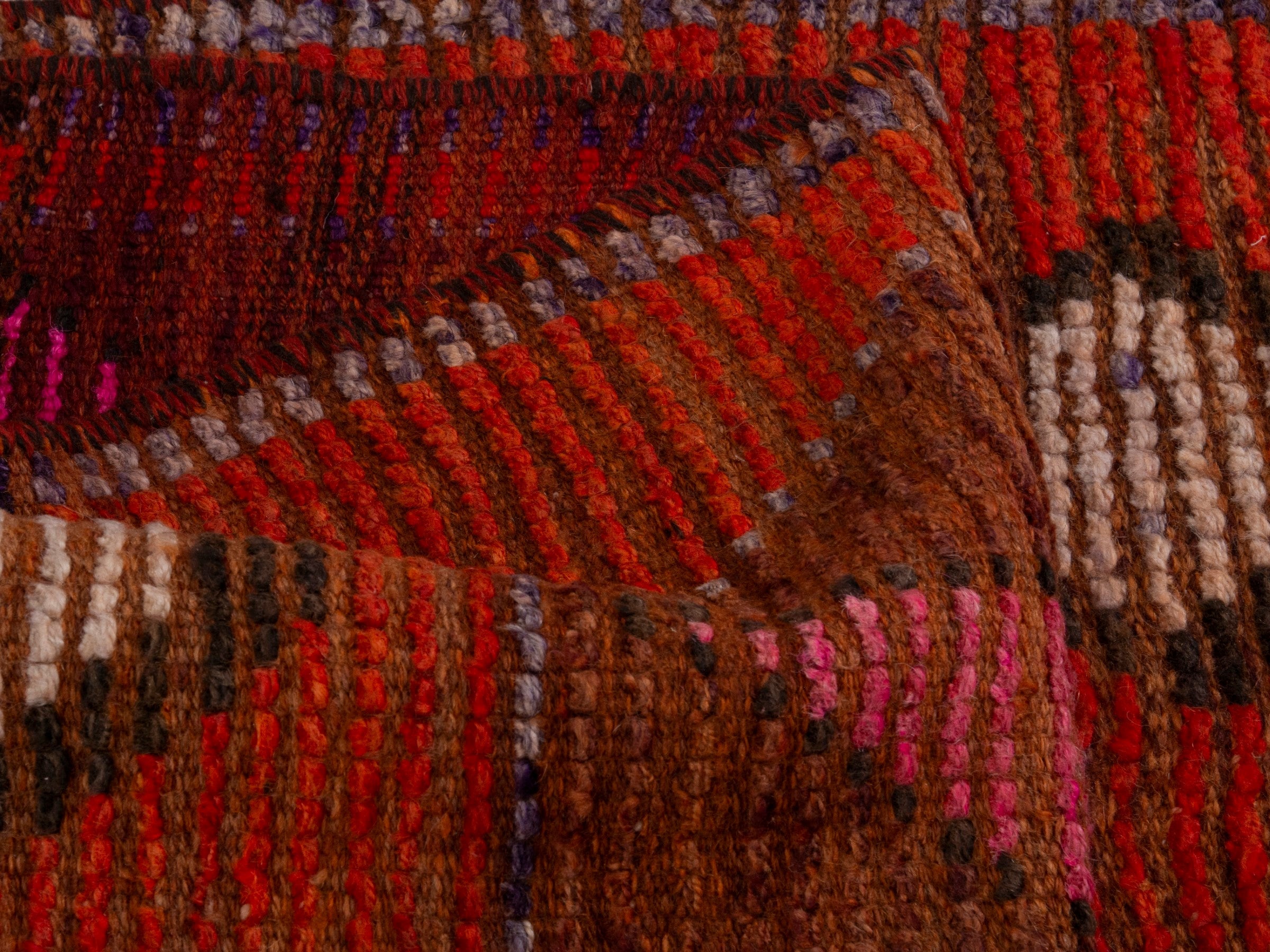 Persian Shiraz runner rug in rust and muted pink, view 15 of 17