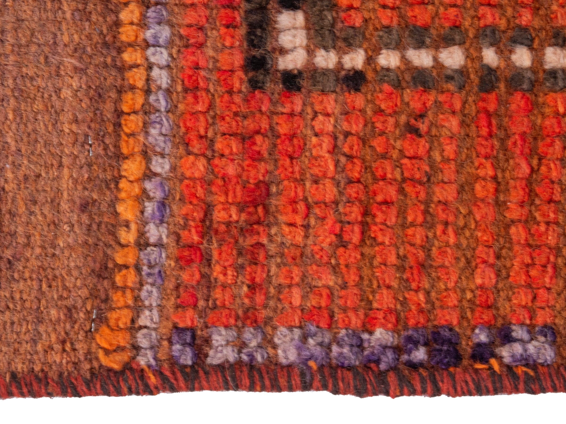 Persian Shiraz runner rug in rust and muted pink, view 5 of 17