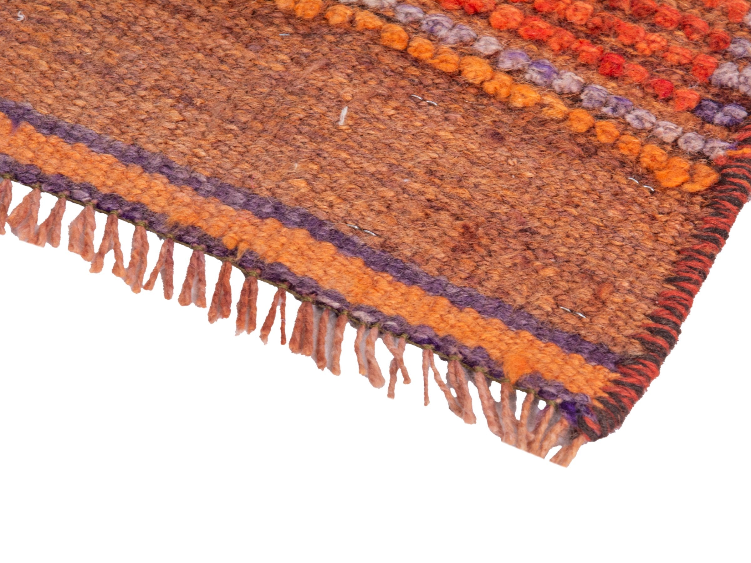 Persian Shiraz runner rug in rust and muted pink, view 6 of 17