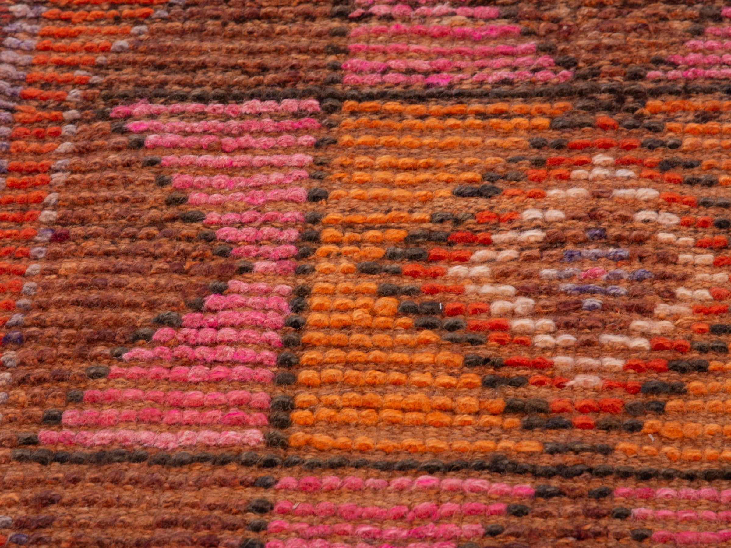 Persian Shiraz runner rug in rust and muted pink, view 7 of 17