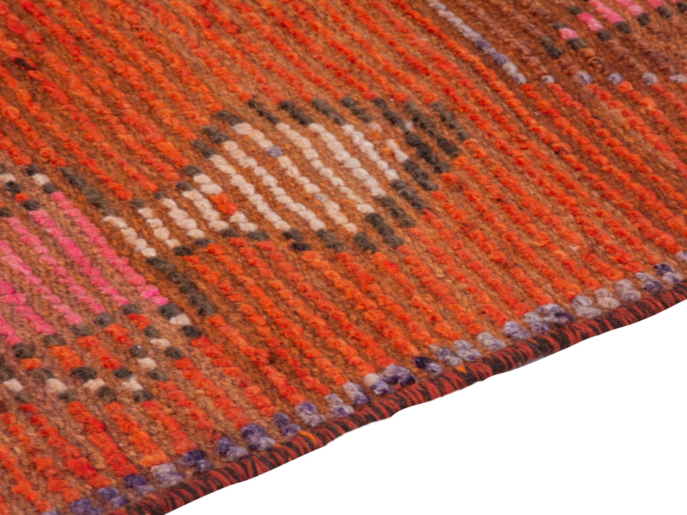 Persian Shiraz runner rug in rust and muted pink, view 8 of 17