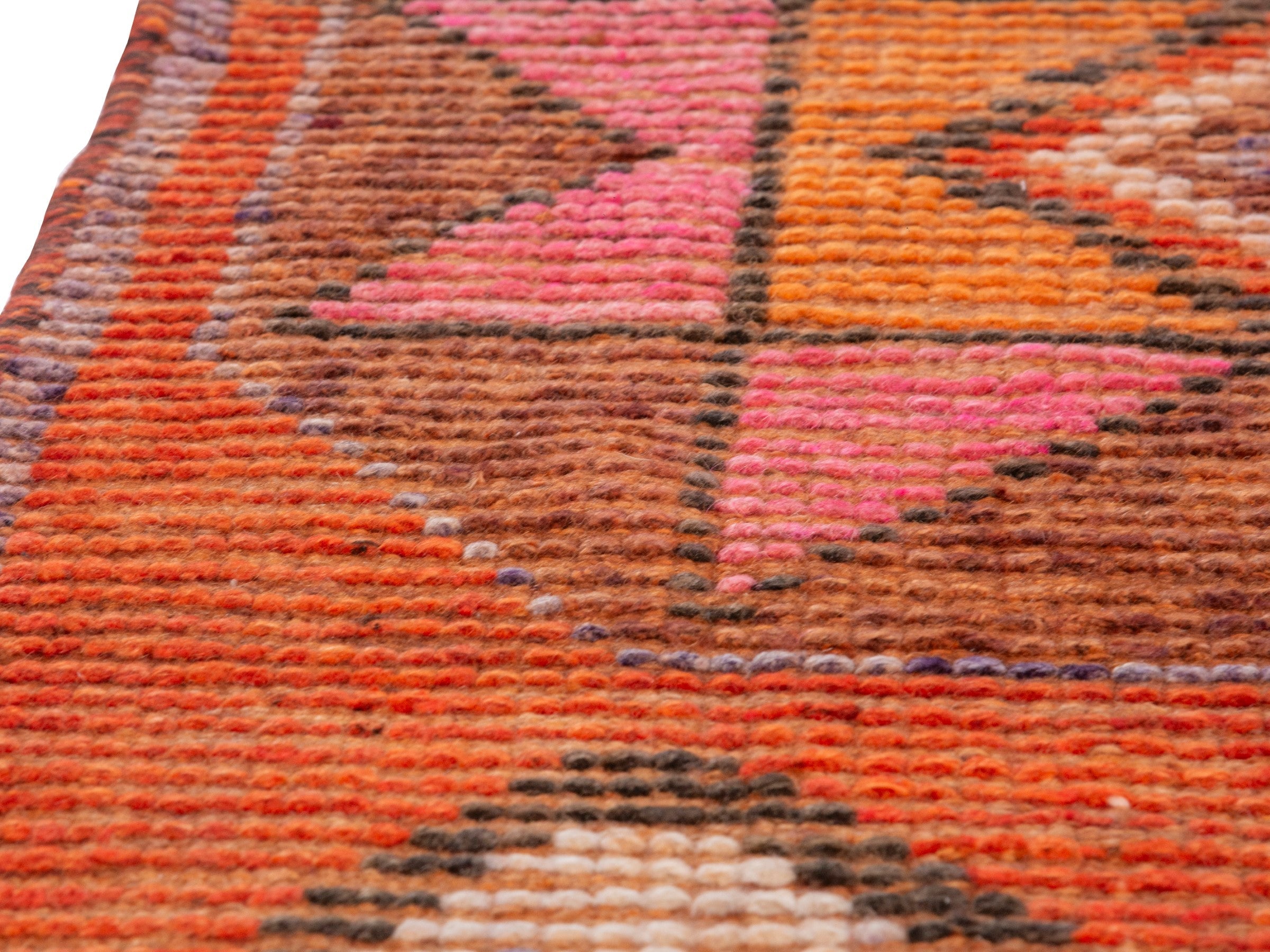 Persian Shiraz runner rug in rust and muted pink, view 9 of 17