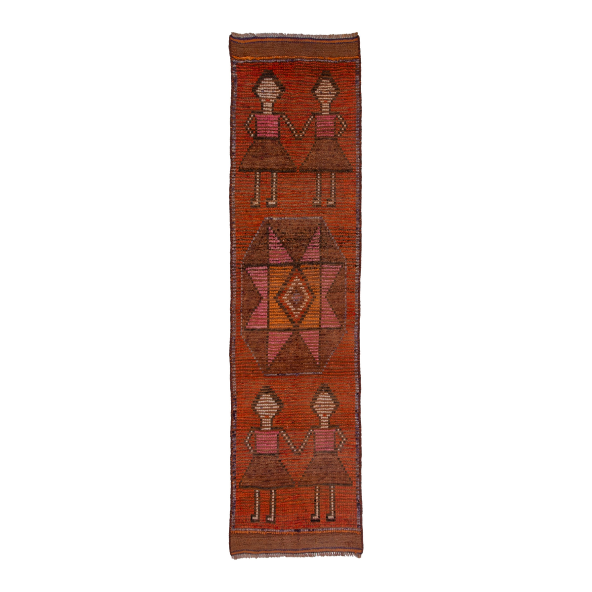 Persian Shiraz runner rug in rust and muted pink, 2'7" x 9'10"