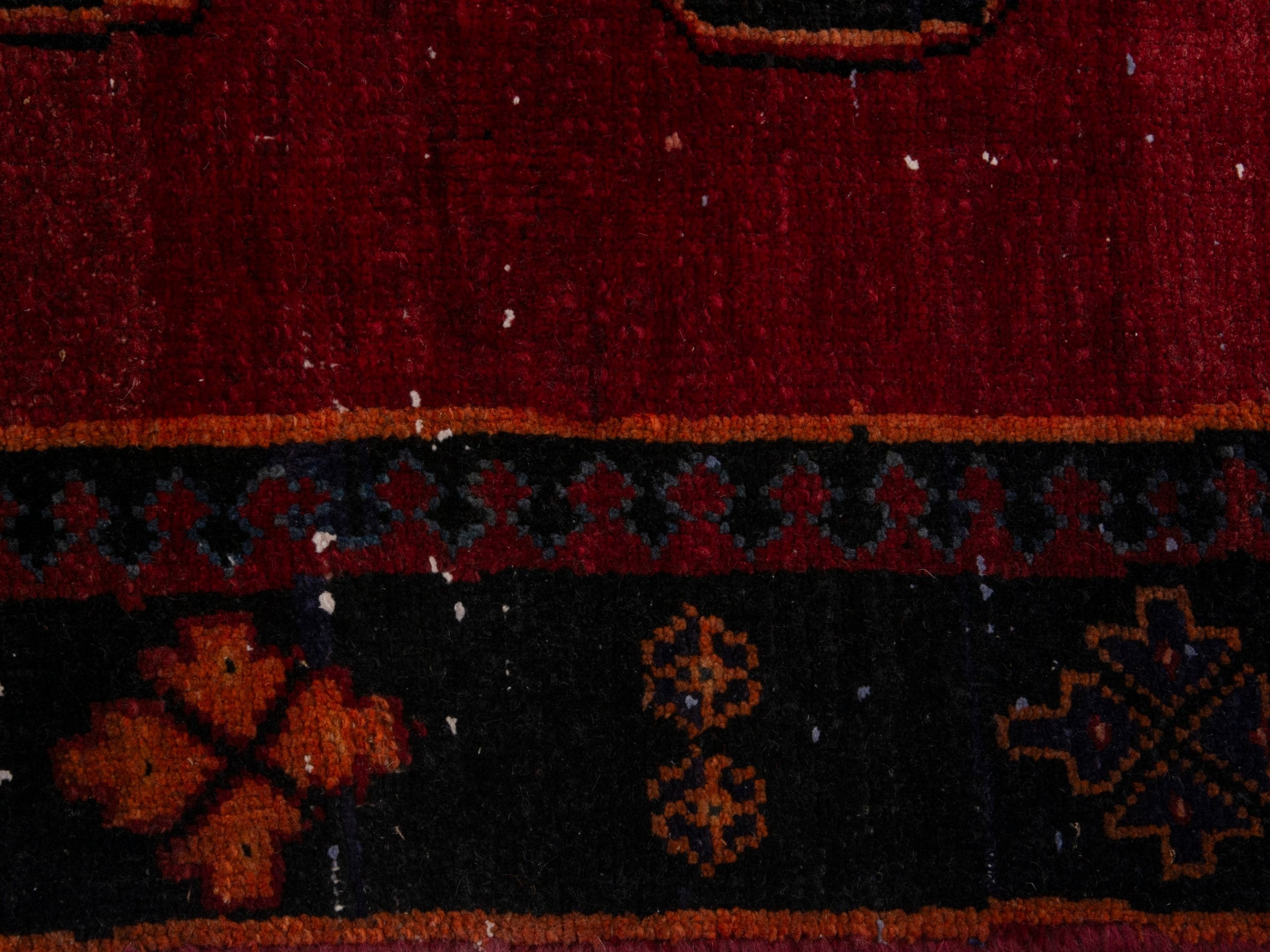 Persian Saveh runner rug in deep red and navy, view 13 of 17