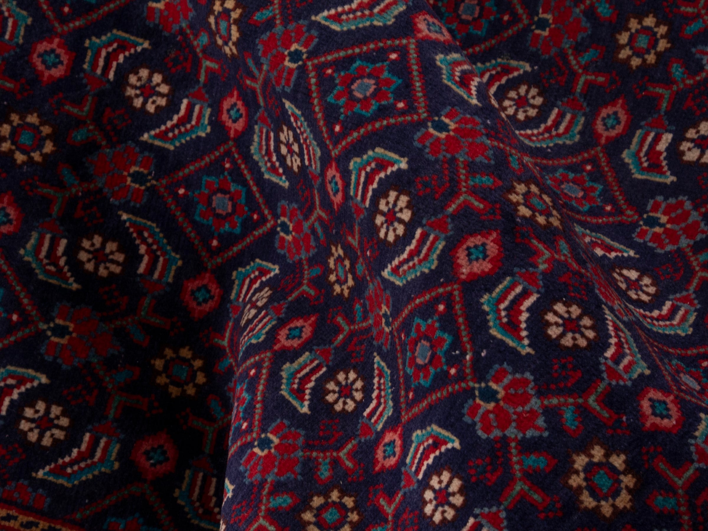 Persian Mahal runner rug in burgundy and brick, view 16 of 20