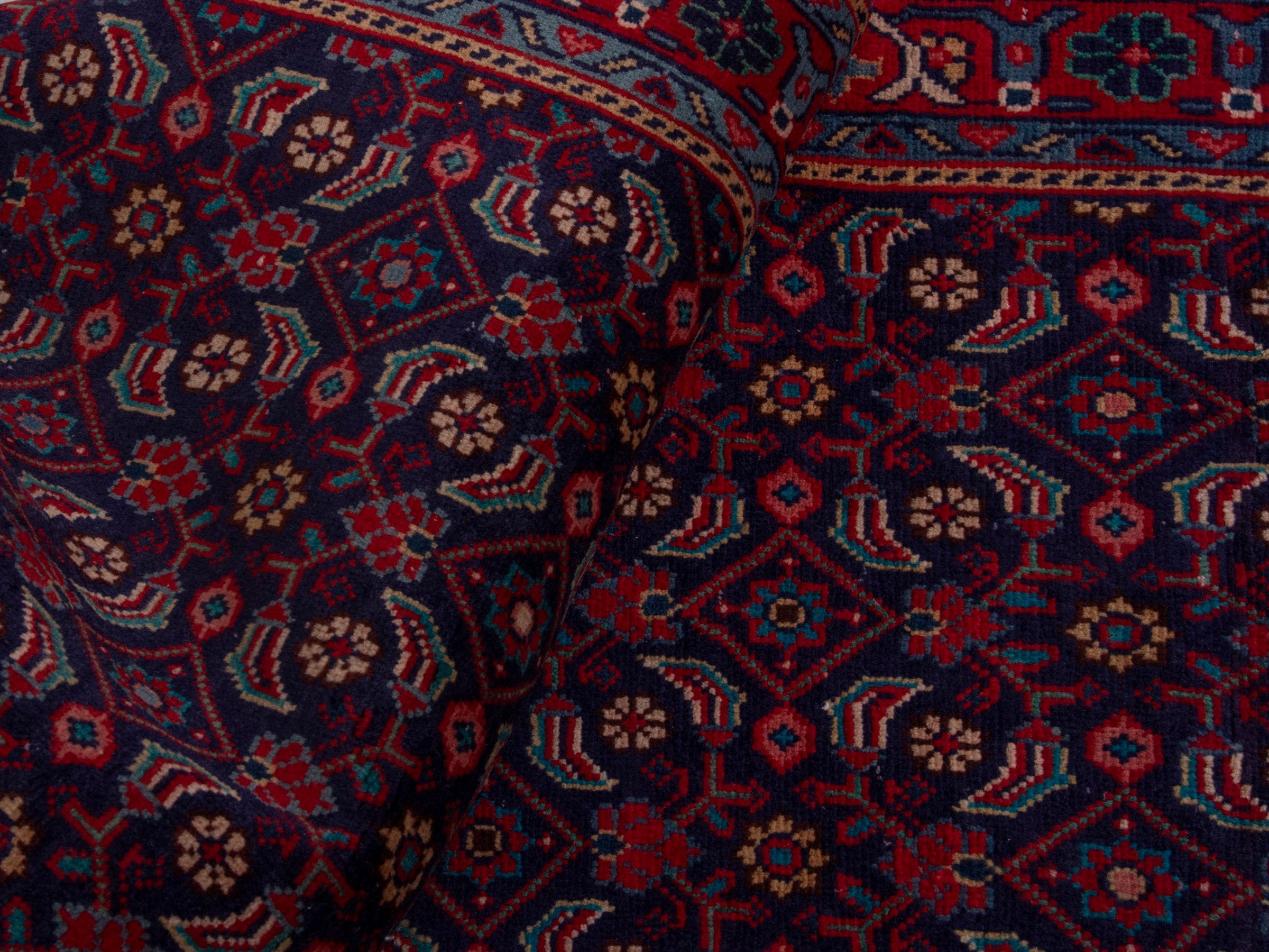 Persian Mahal runner rug in burgundy and brick, view 18 of 20