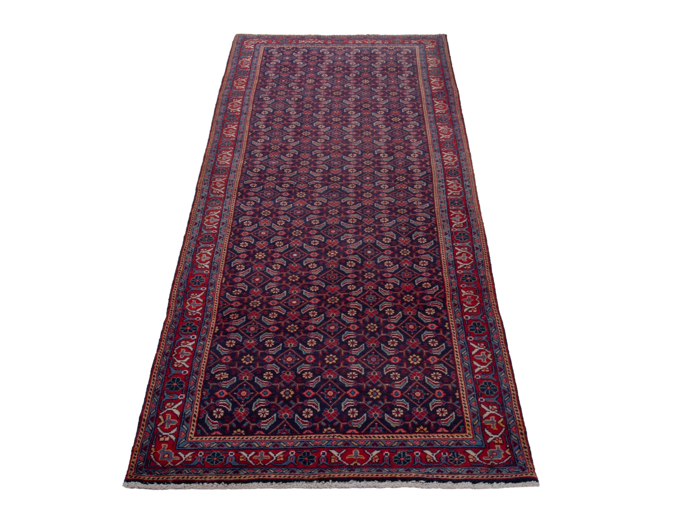 Persian Mahal runner rug in burgundy and brick, view 3 of 20