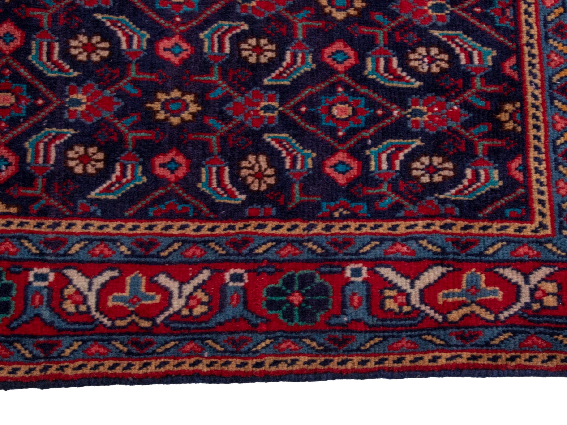 Persian Mahal runner rug in burgundy and brick, view 5 of 20