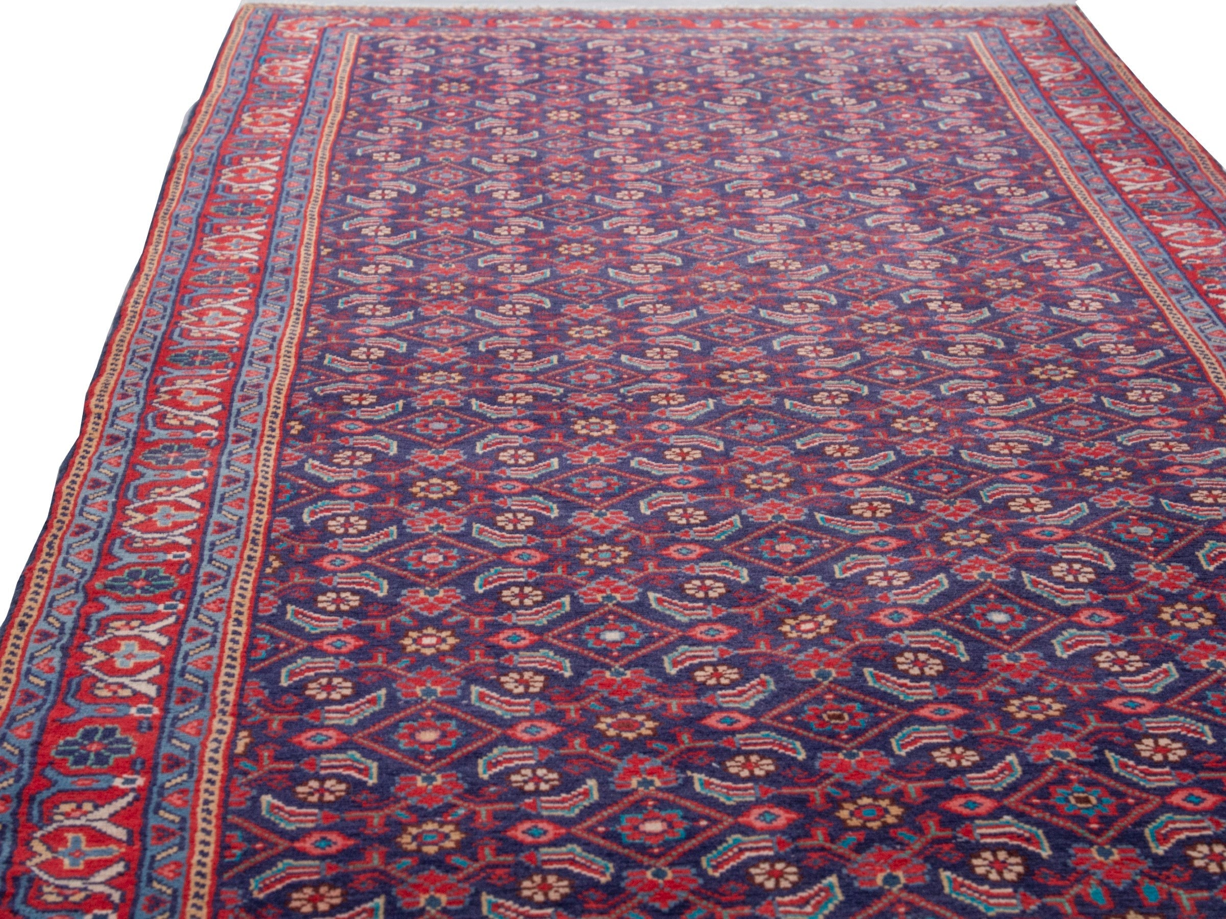 Persian Mahal runner rug in burgundy and brick, view 9 of 20