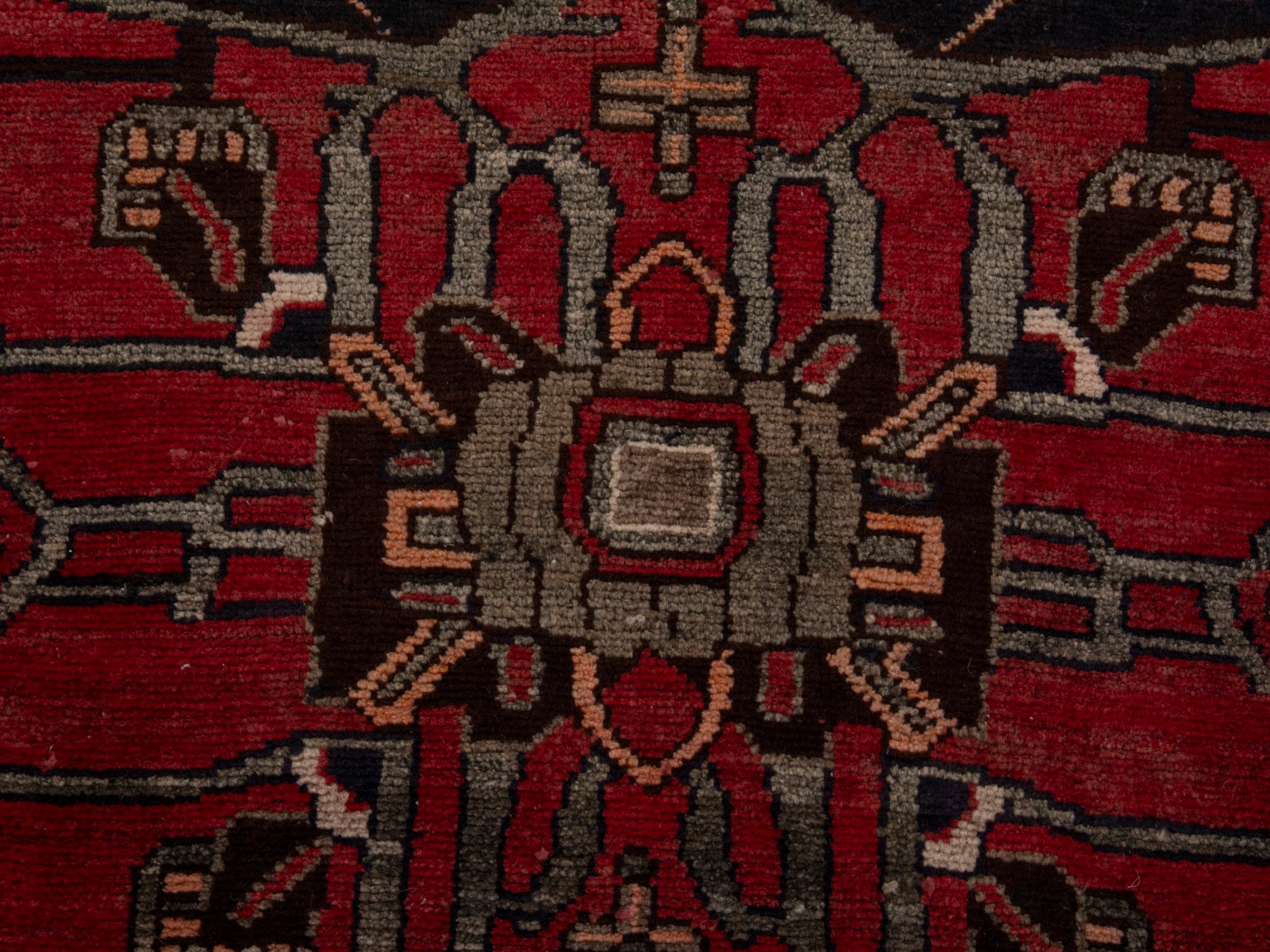 Persian Hamedan runner rug in deep red and dark blue, view 12 of 18