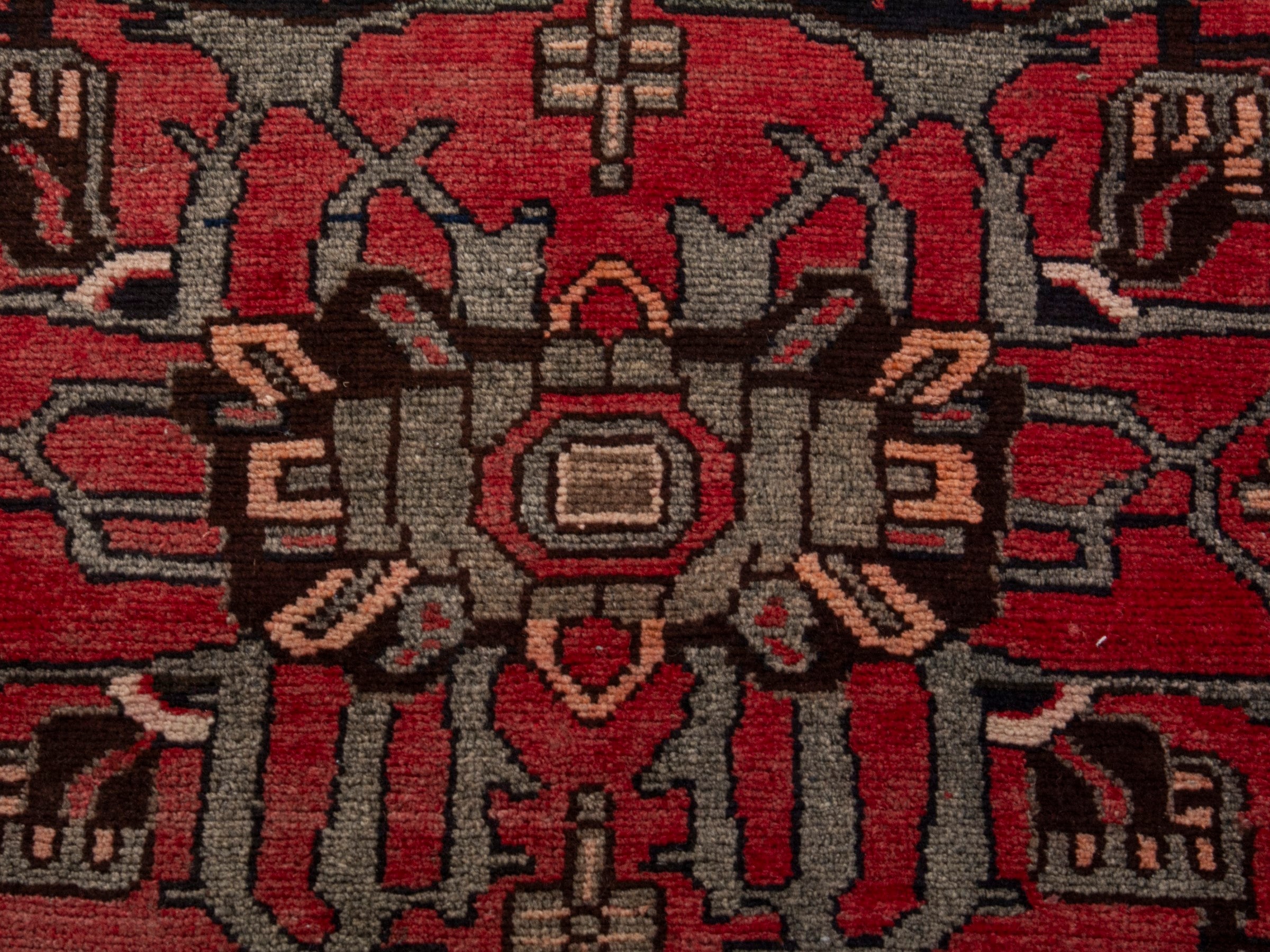 Persian Hamedan runner rug in deep red and dark blue, view 14 of 18