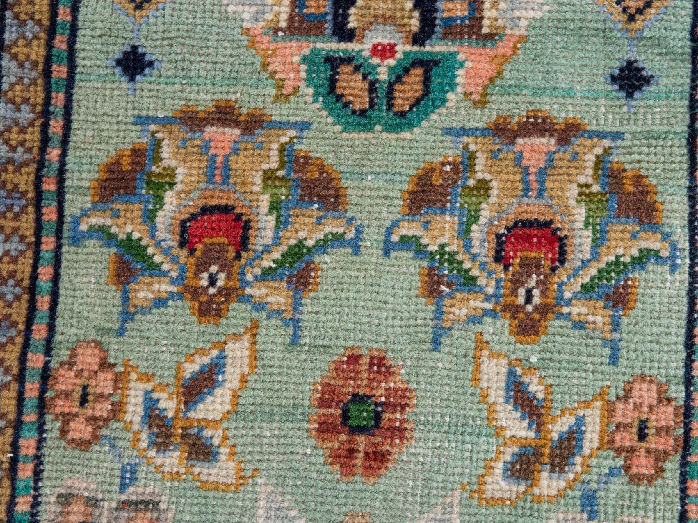 Persian Shiraz accent rug in navy and celadon, view 11 of 18