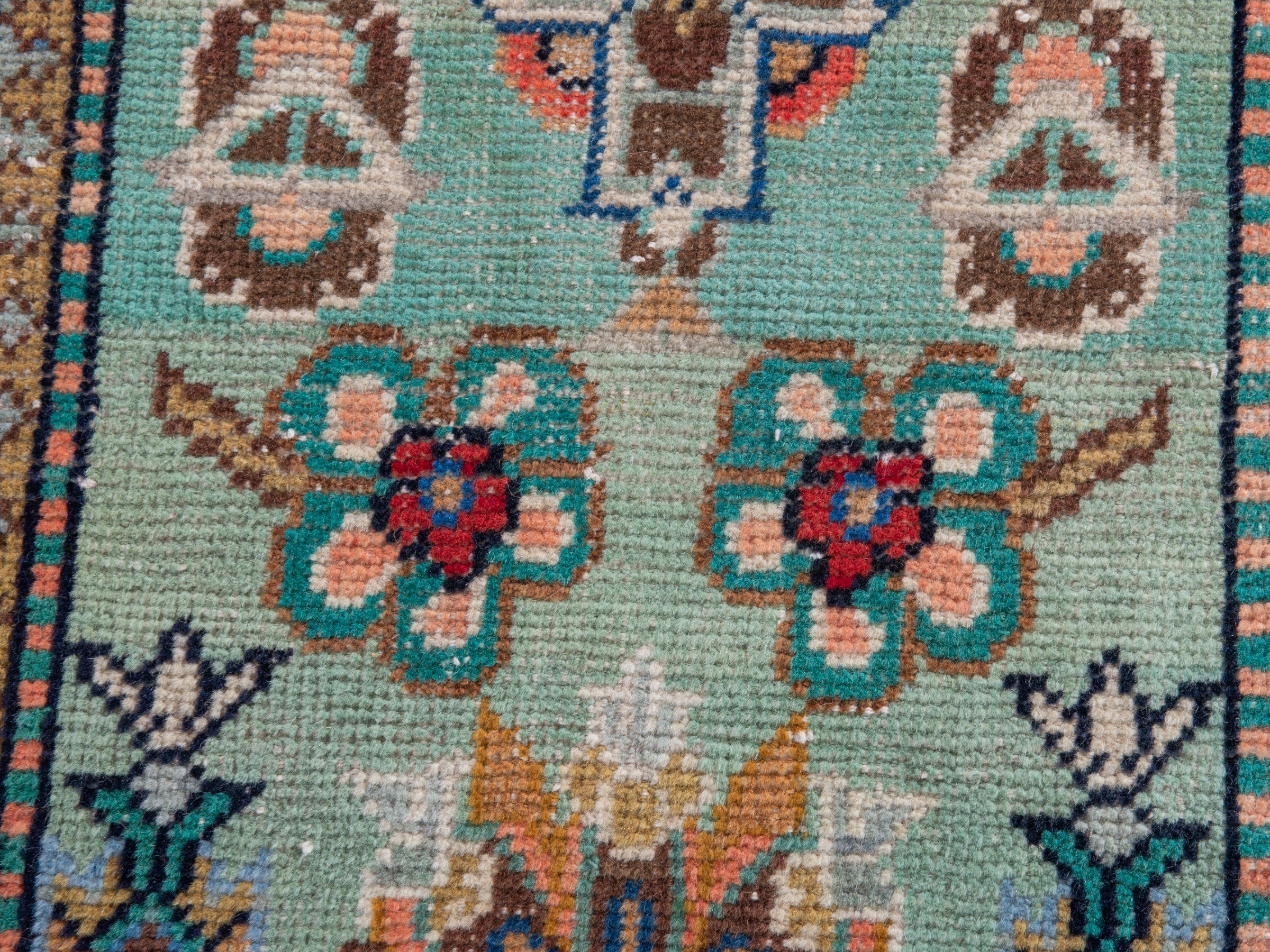 Persian Shiraz accent rug in navy and celadon, view 12 of 18